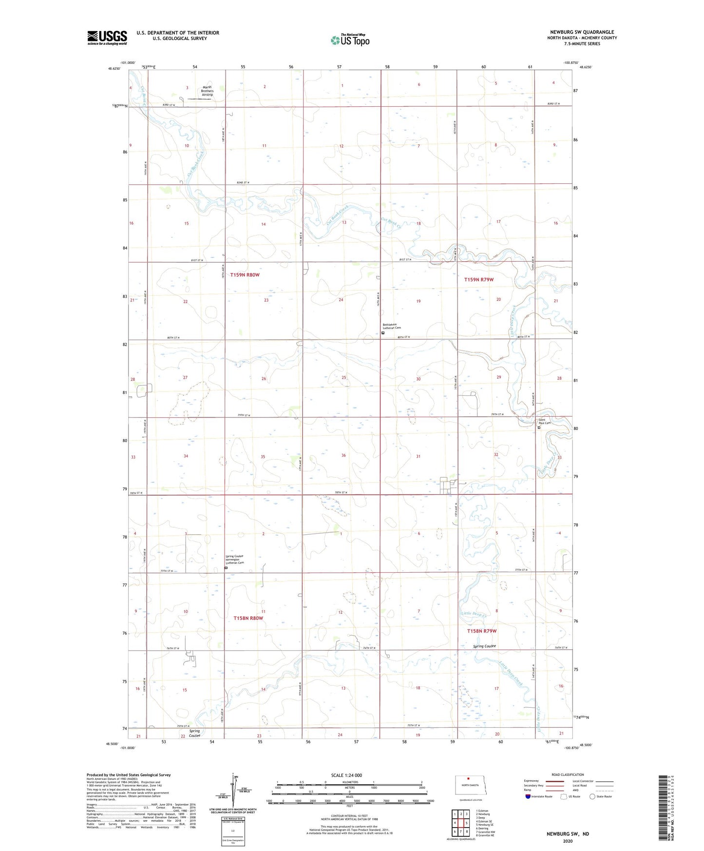 Newburg SW North Dakota US Topo Map Image