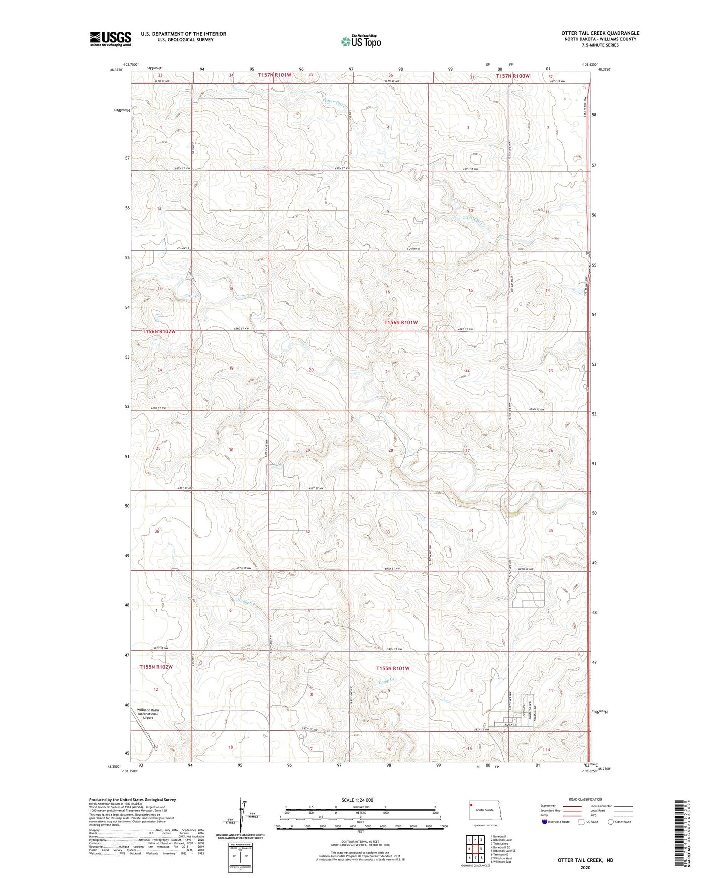 Otter Tail Creek North Dakota US Topo Map Image
