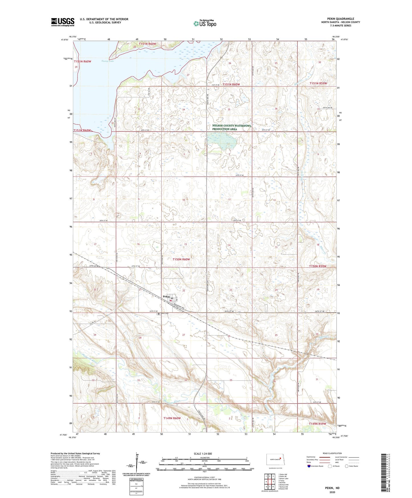Pekin North Dakota US Topo Map Image