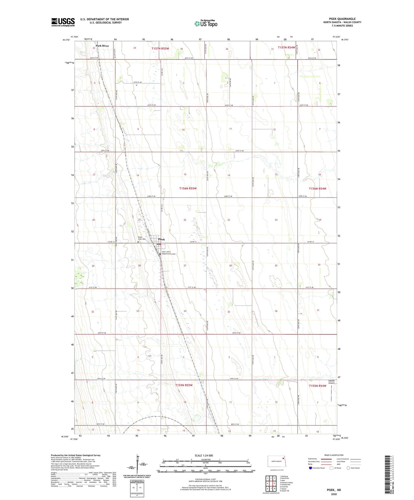 Pisek North Dakota US Topo Map Image