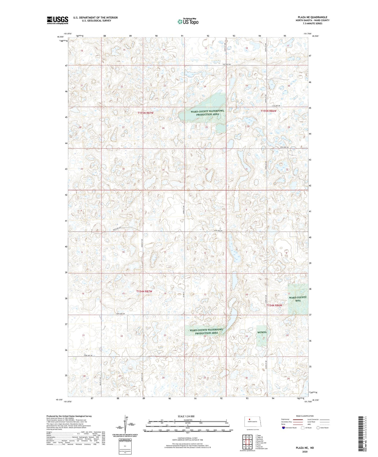 Plaza NE North Dakota US Topo Map Image