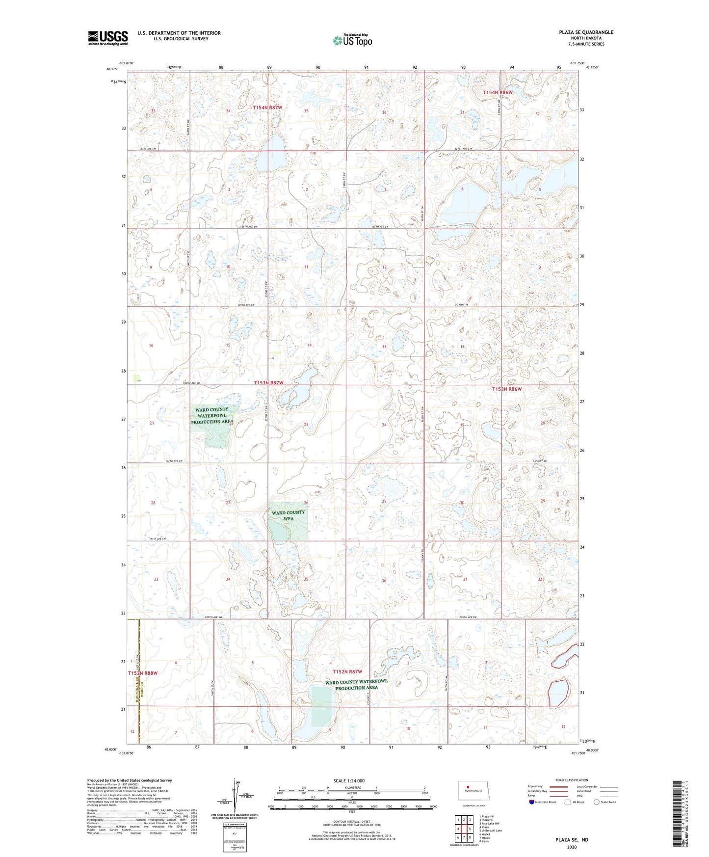 Plaza SE North Dakota US Topo Map Image