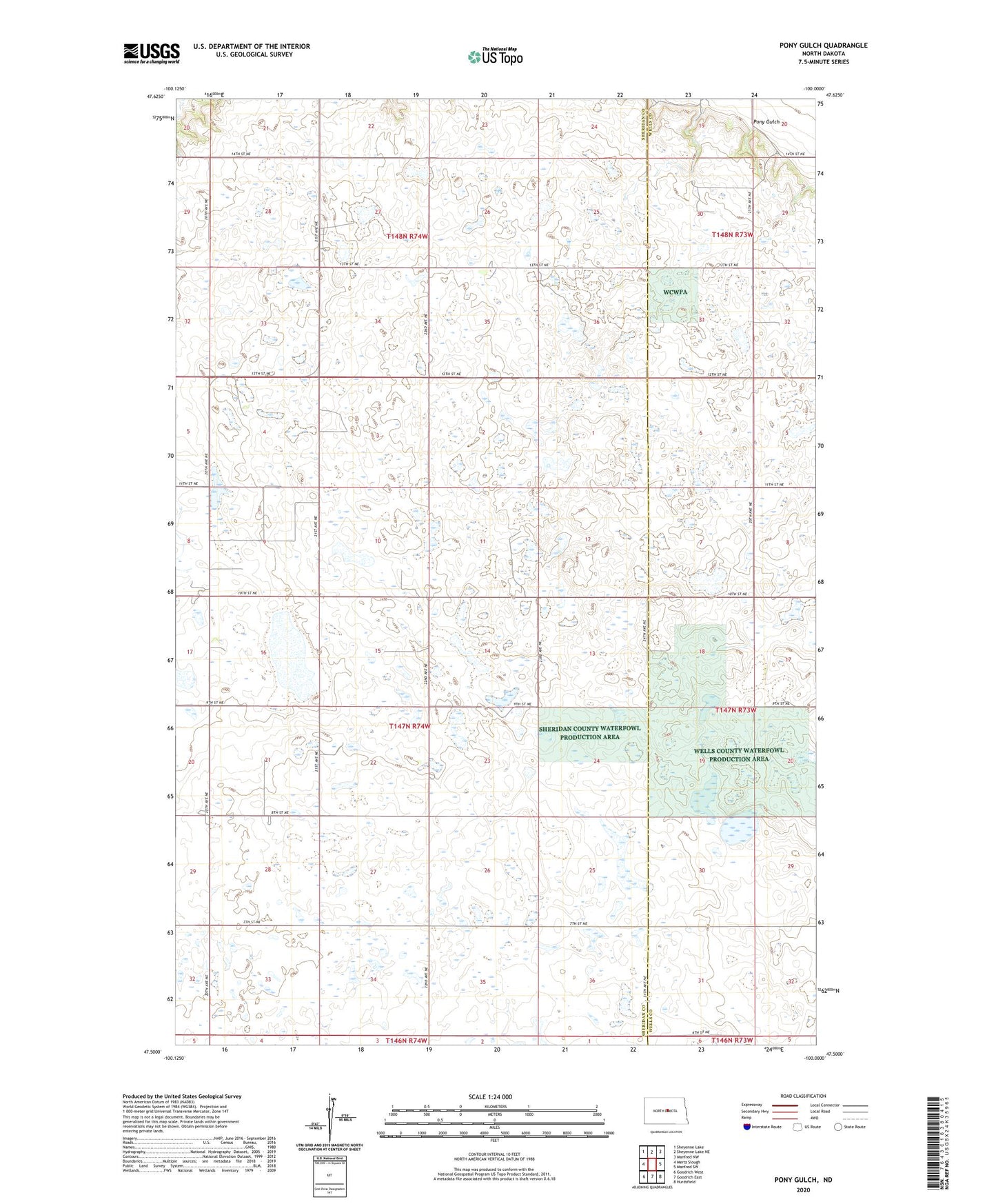 Pony Gulch North Dakota US Topo Map Image