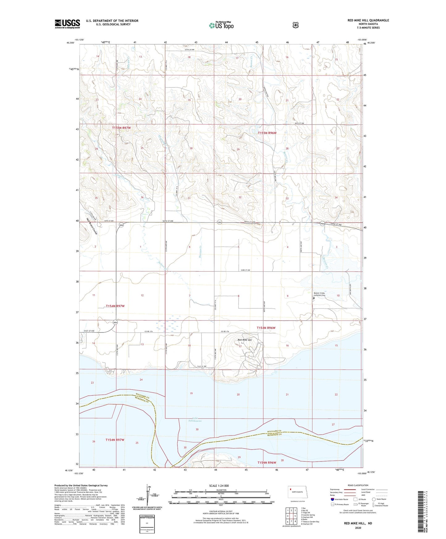 Red Mike Hill North Dakota US Topo Map Image