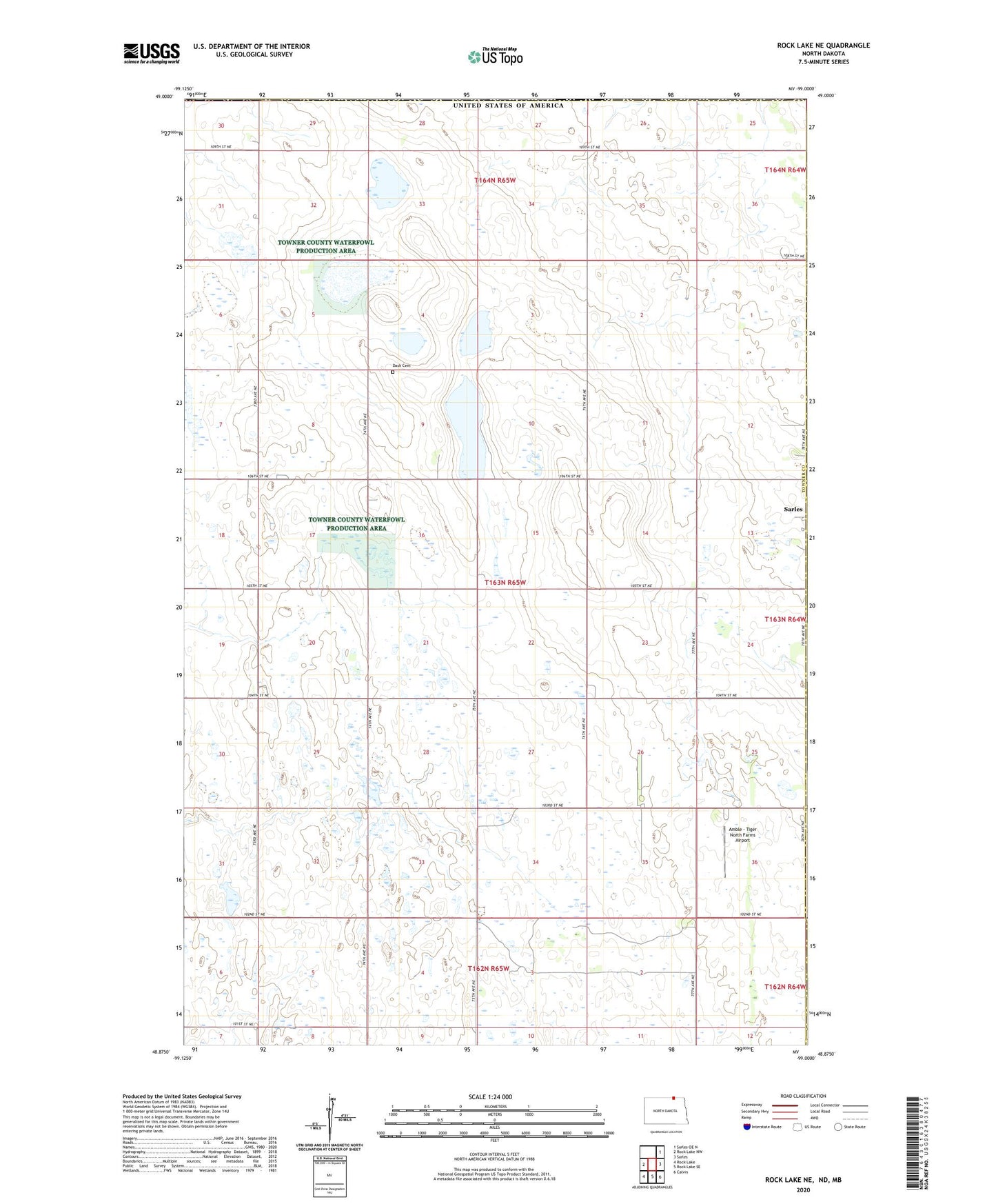 Rock Lake NE North Dakota US Topo Map Image