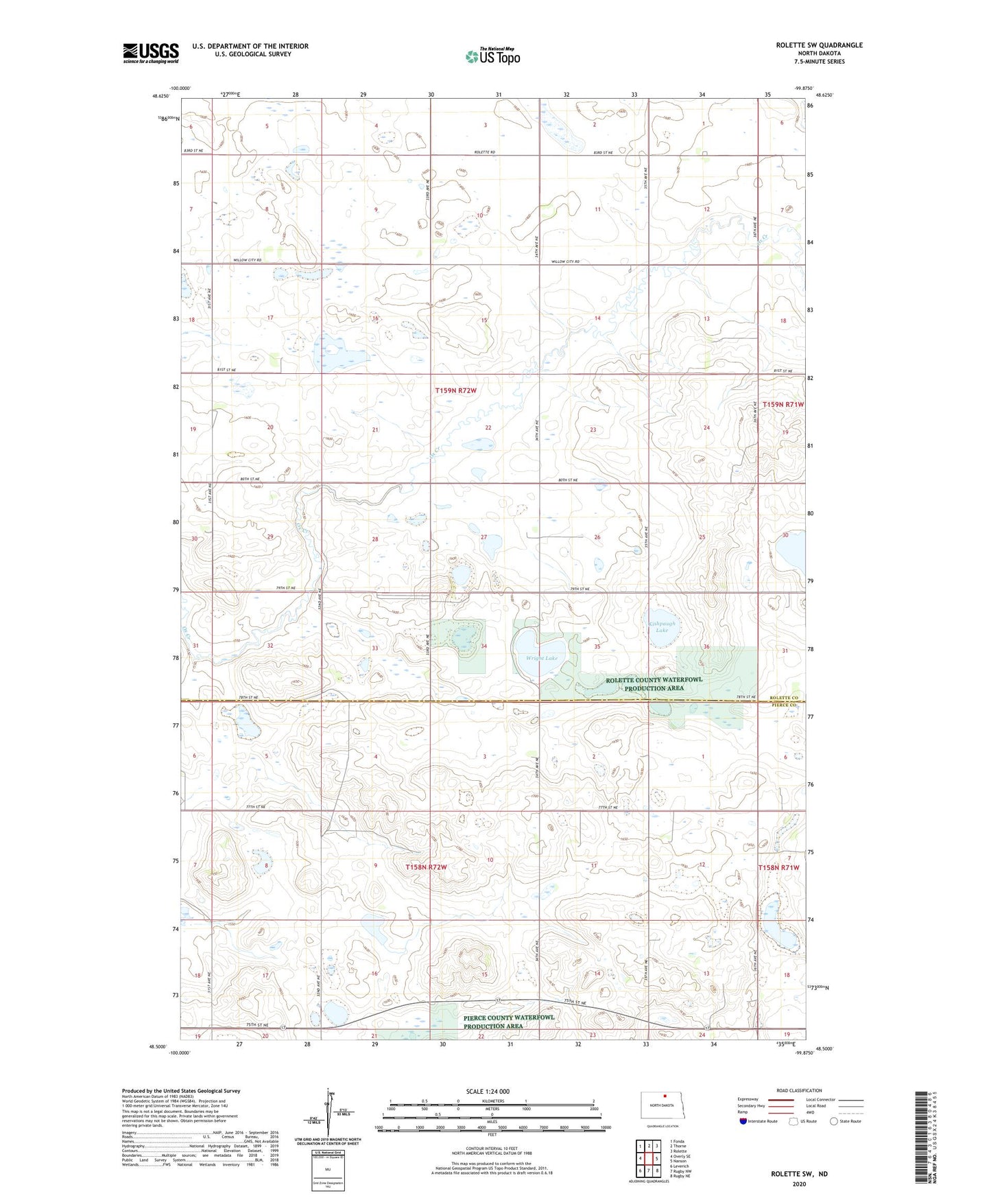 Rolette SW North Dakota US Topo Map Image