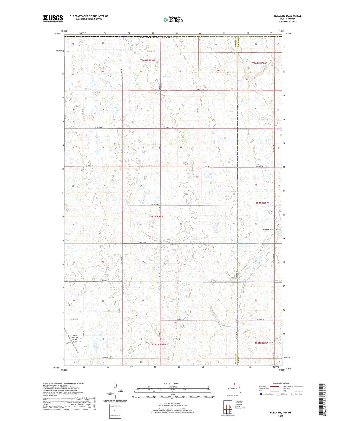 Rolla NE North Dakota US Topo Map Image