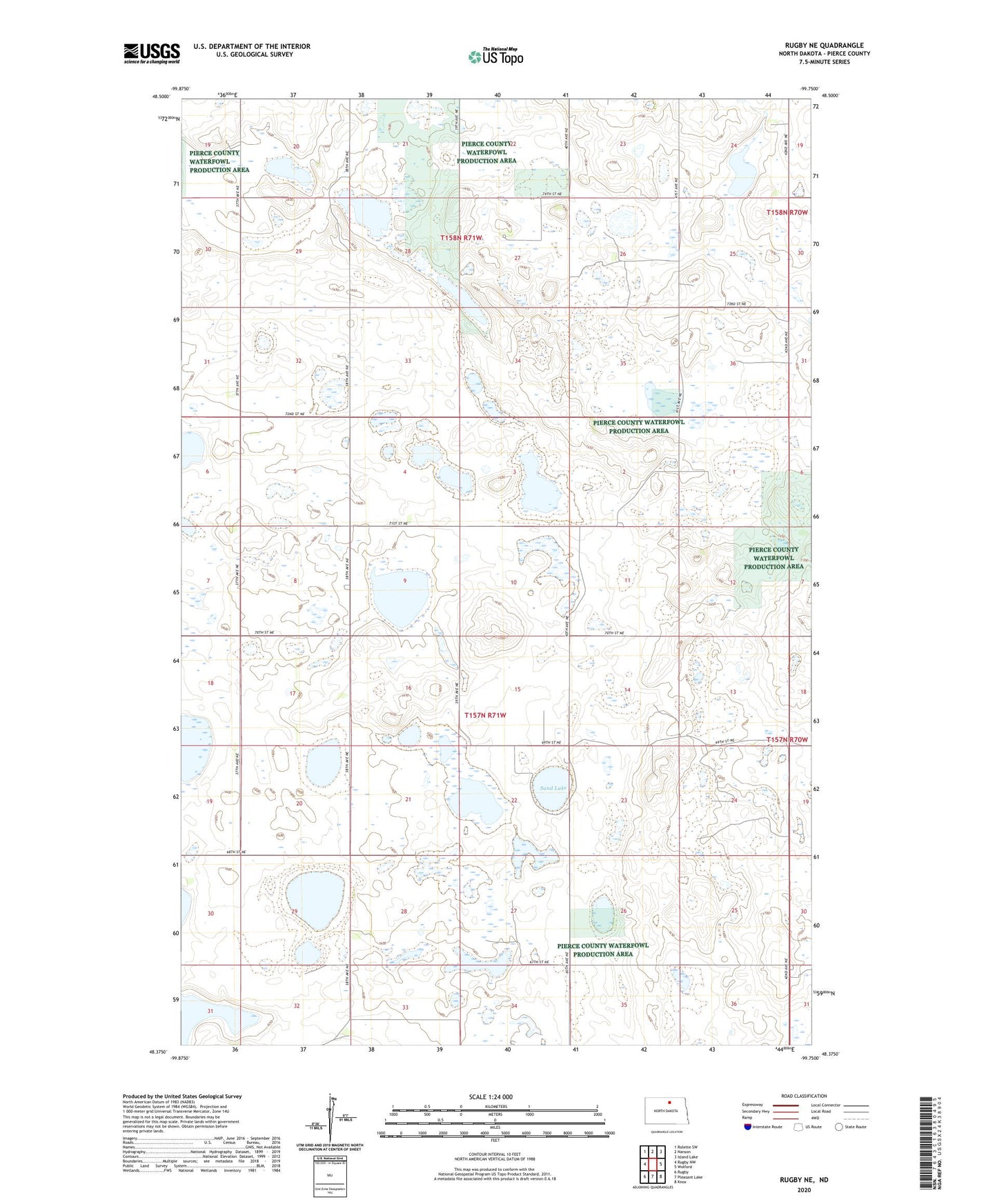 Rugby NE North Dakota US Topo Map Image