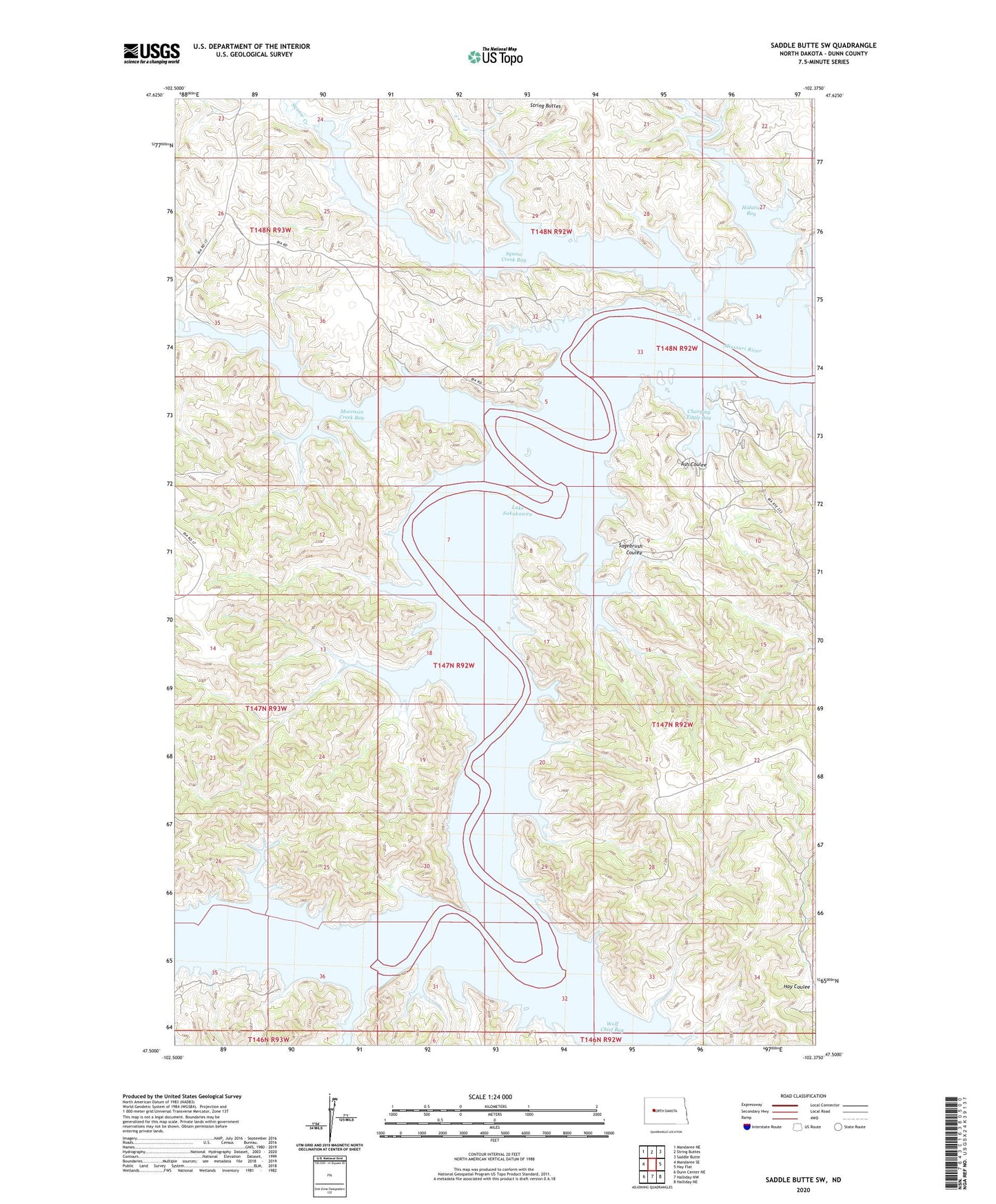 Saddle Butte SW North Dakota US Topo Map Image