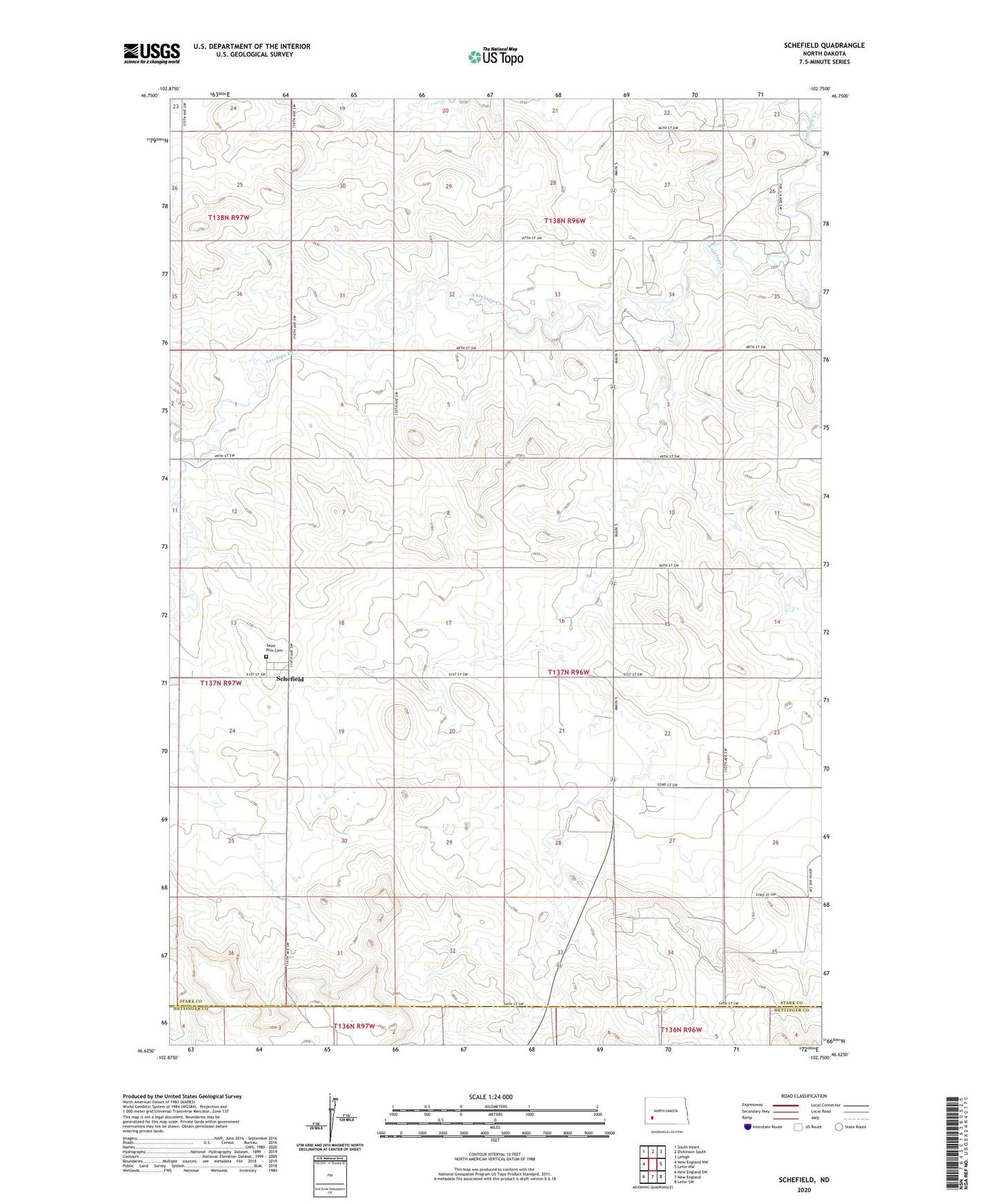 Schefield North Dakota US Topo Map Image