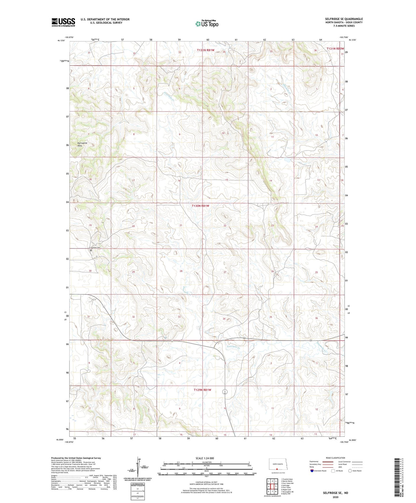 Selfridge SE North Dakota US Topo Map Image