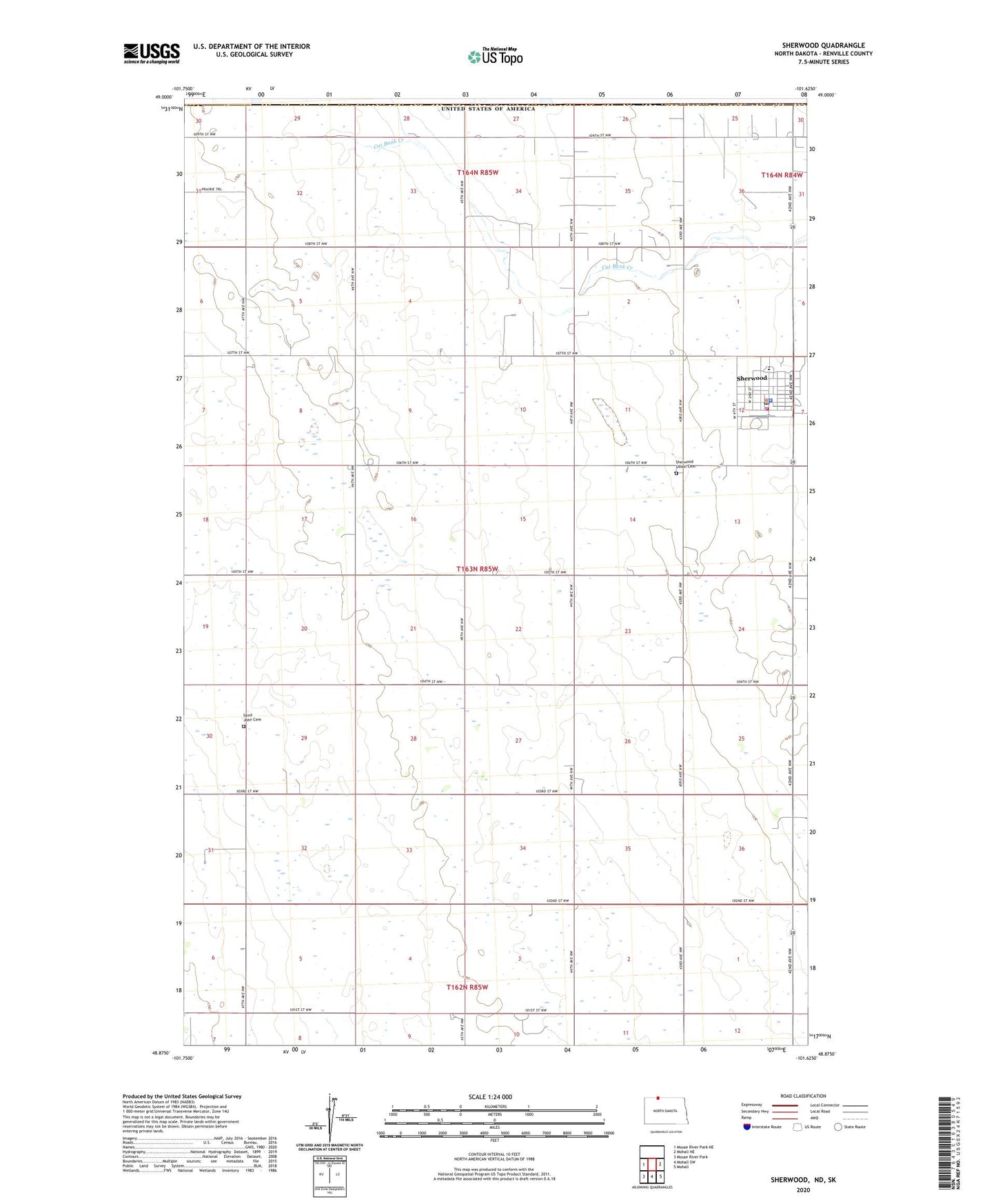Sherwood North Dakota US Topo Map Image
