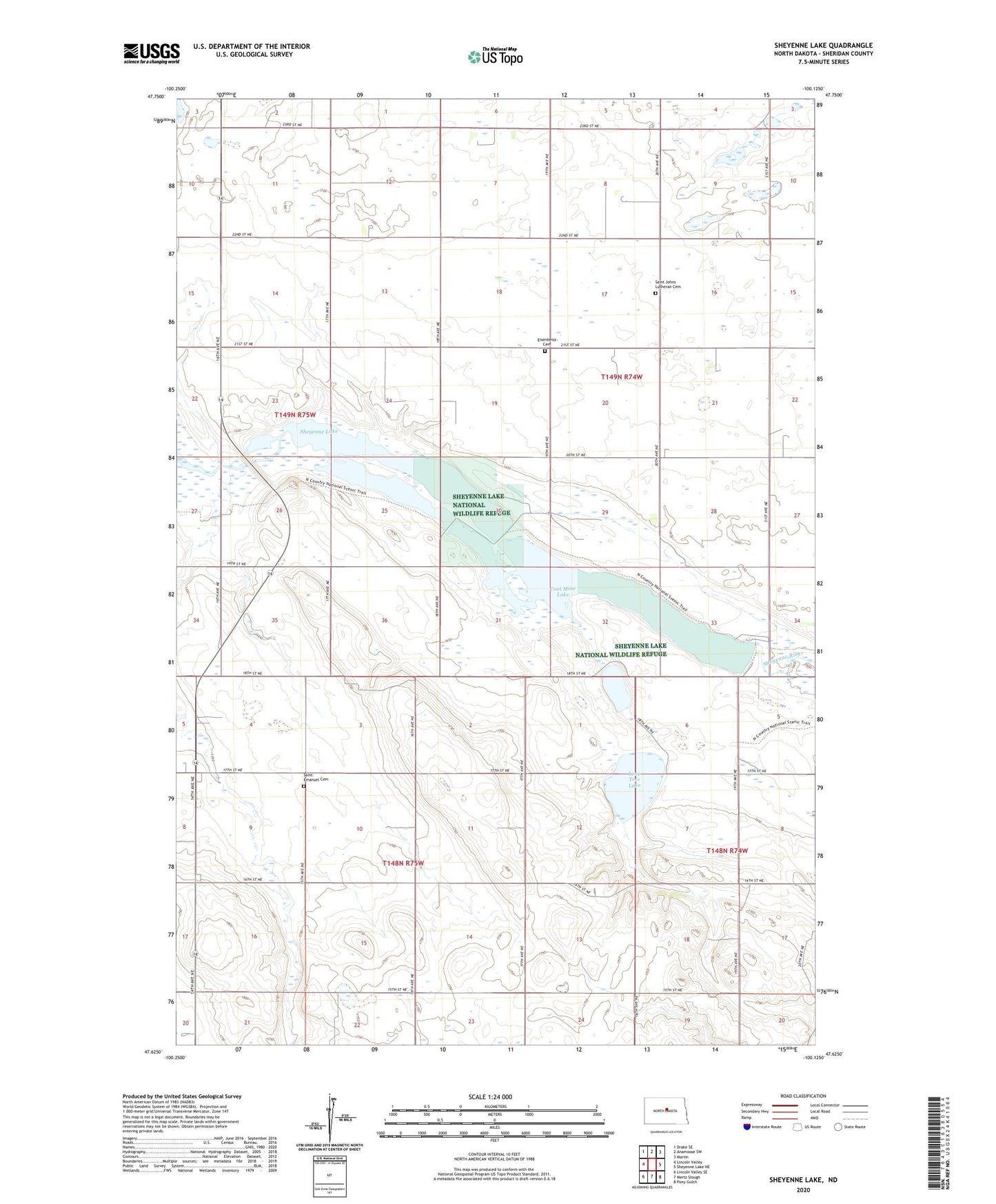 Sheyenne Lake North Dakota US Topo Map Image