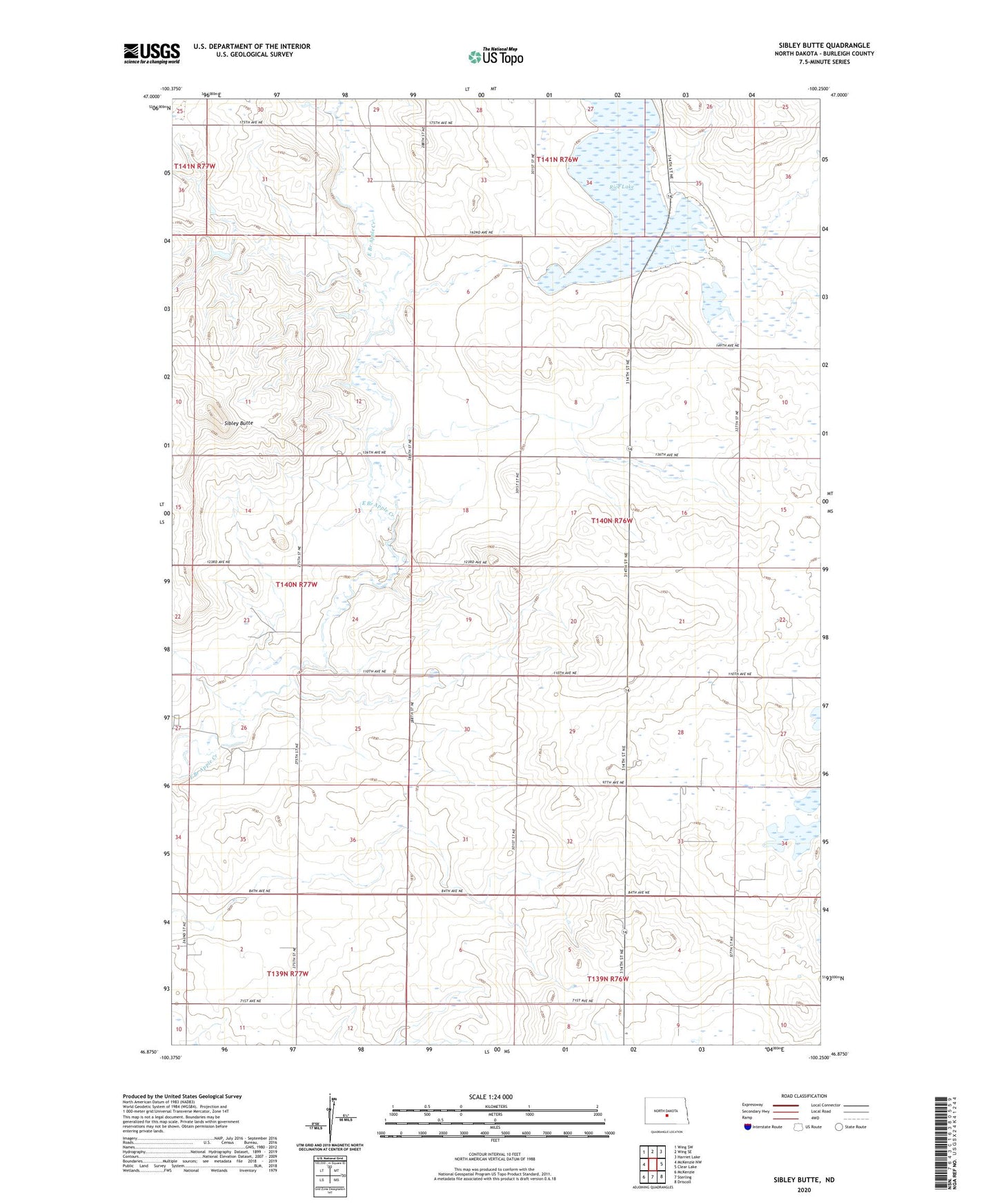 Sibley Butte North Dakota US Topo Map Image