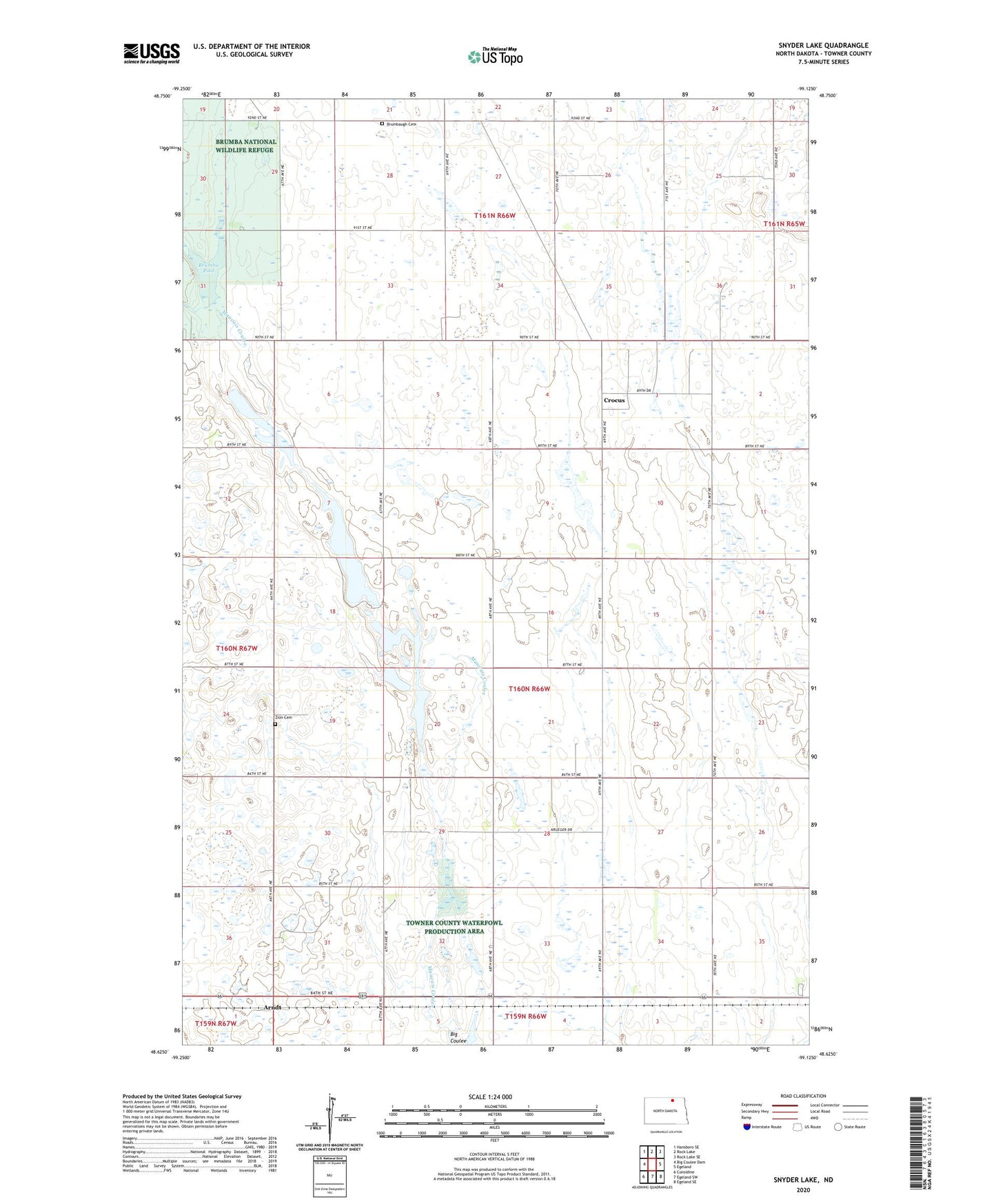 Snyder Lake North Dakota US Topo Map Image