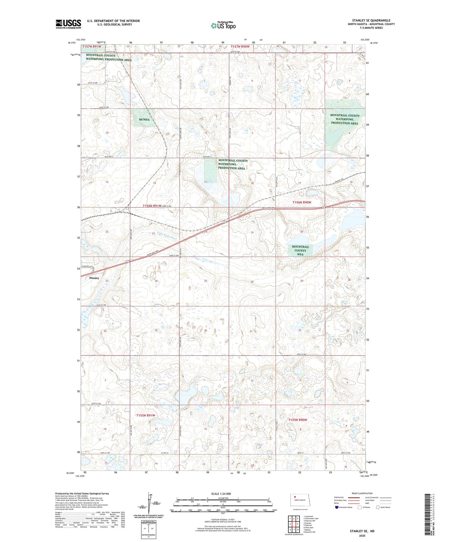 Stanley SE North Dakota US Topo Map Image