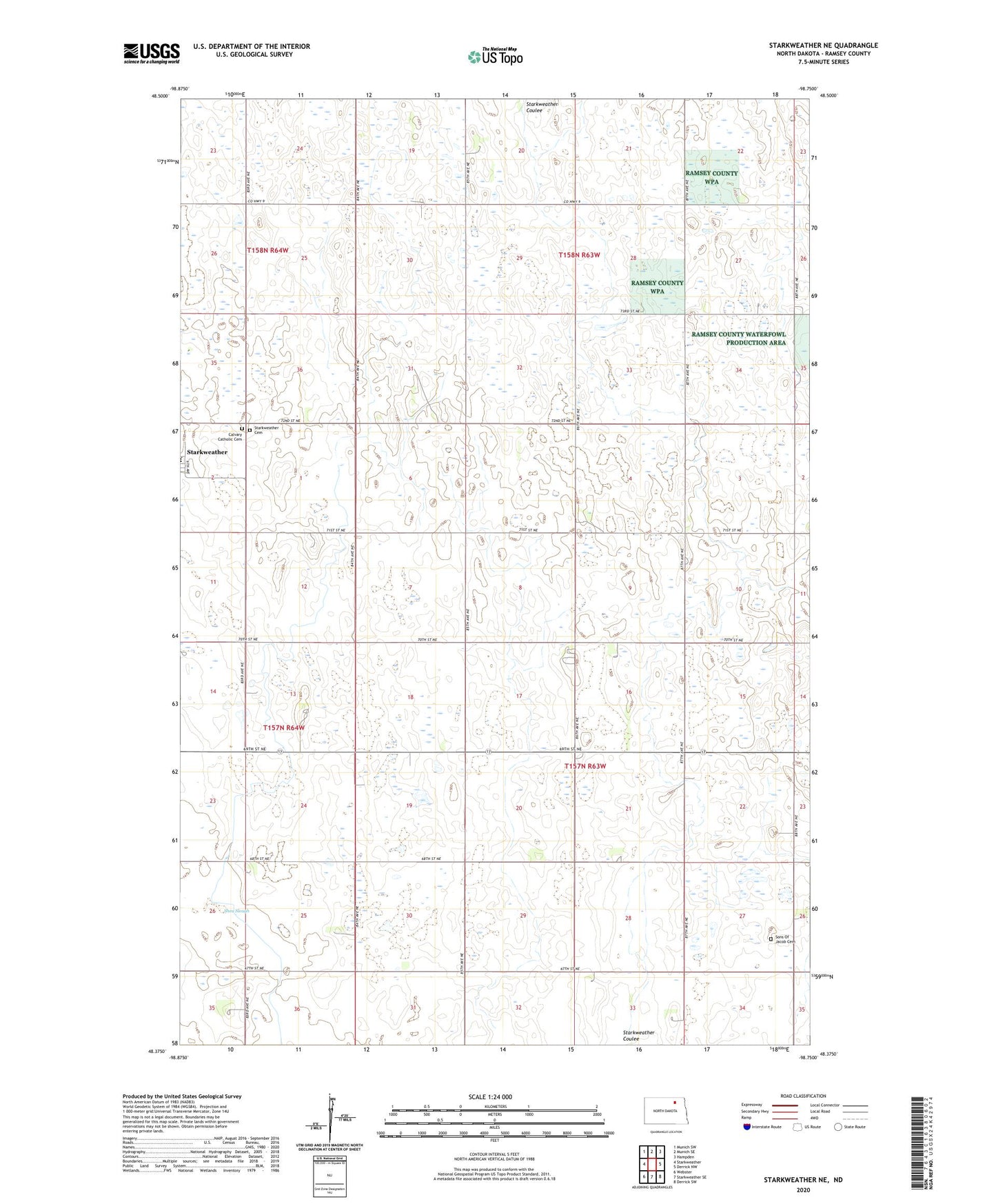 Starkweather NE North Dakota US Topo Map Image