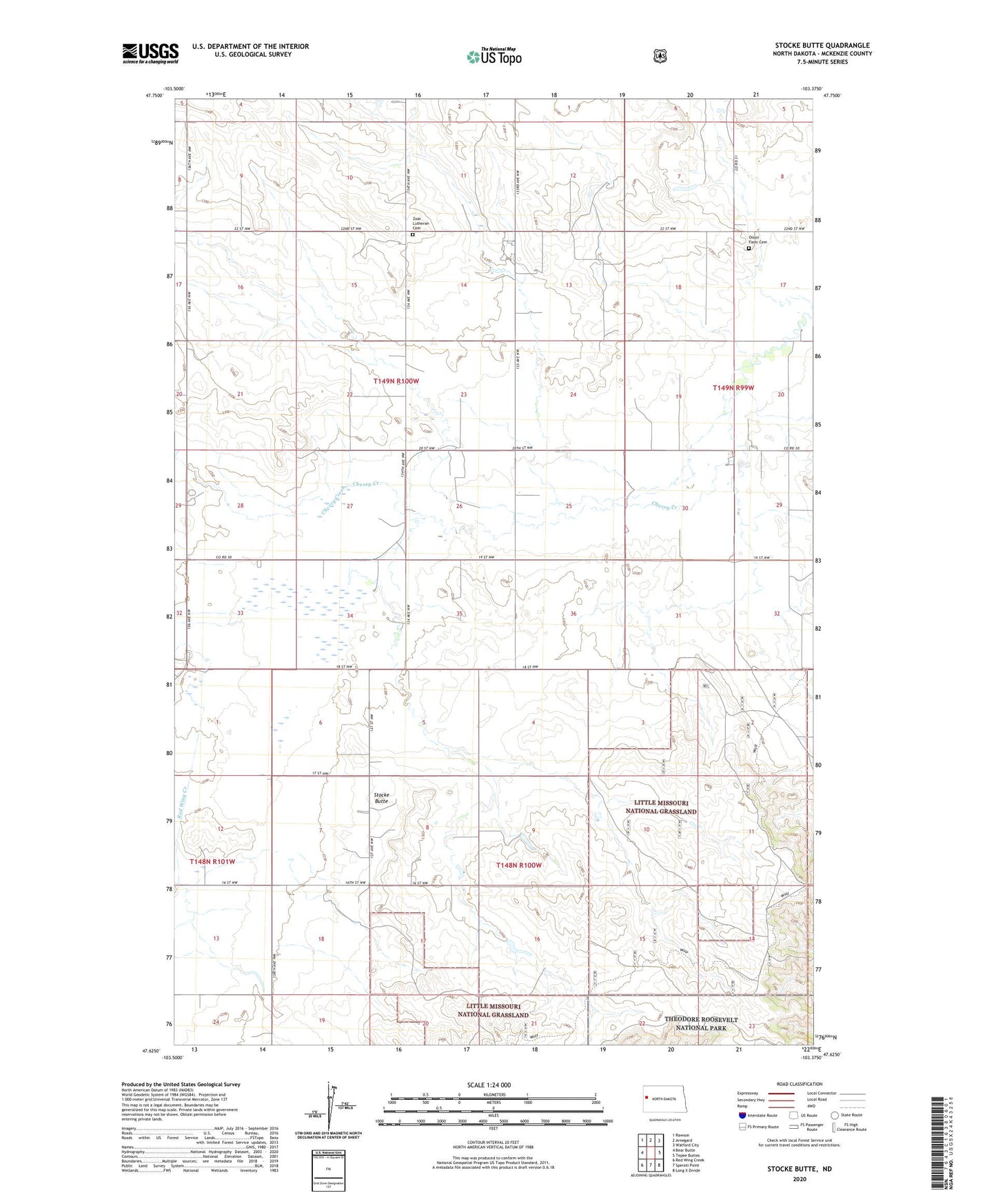 Stocke Butte North Dakota US Topo Map Image
