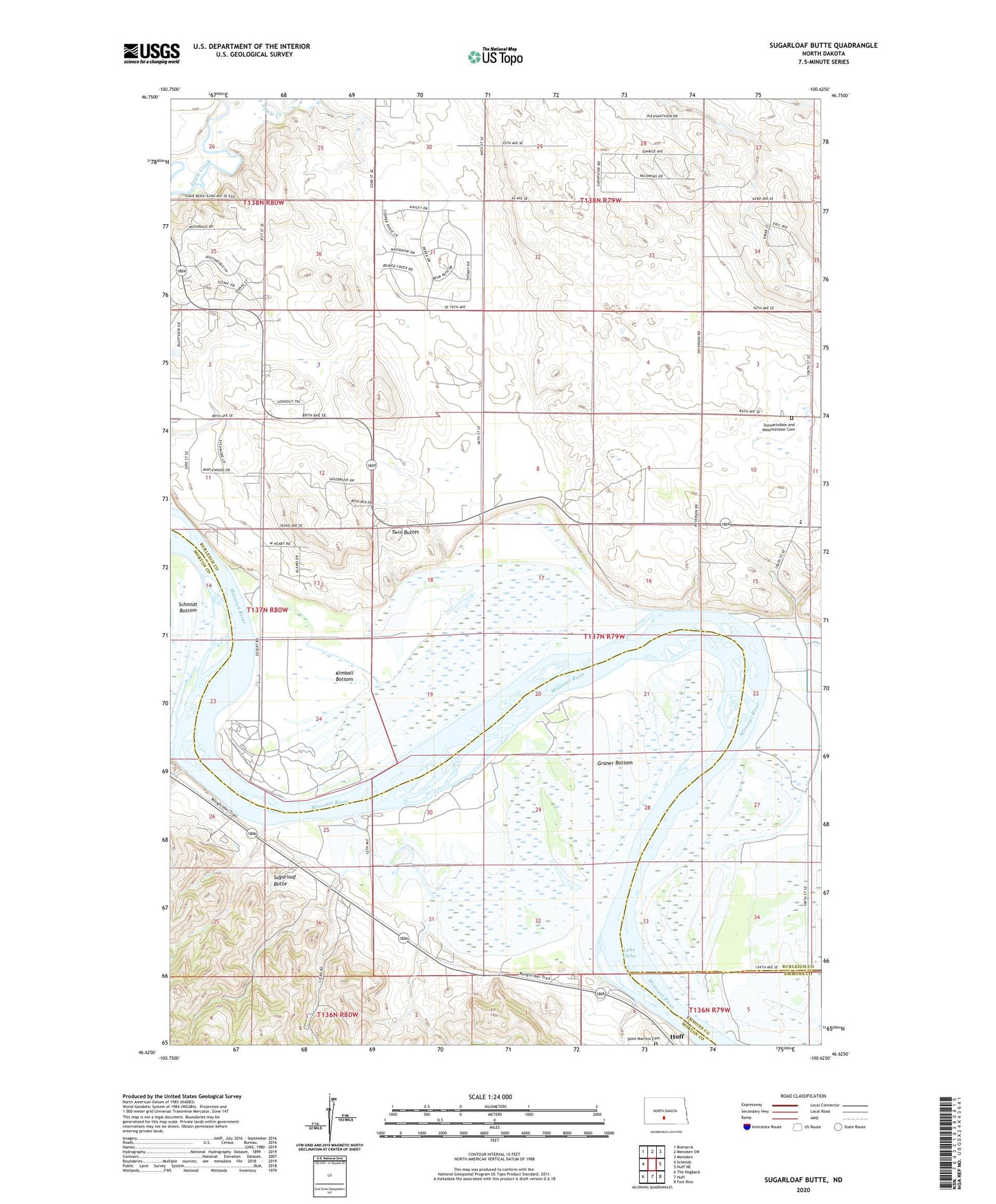 Sugarloaf Butte North Dakota US Topo Map Image