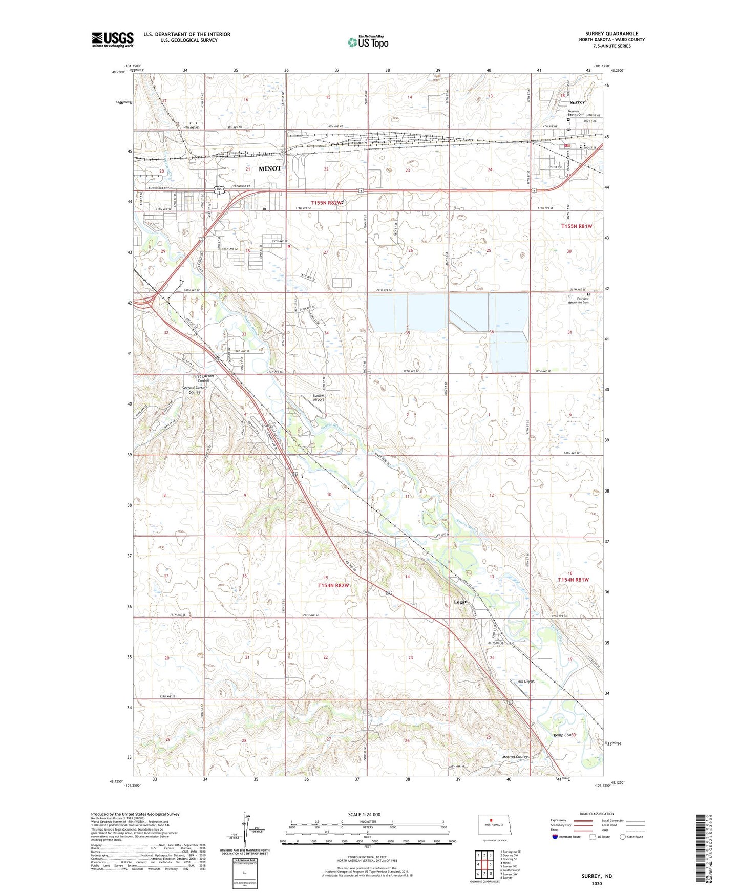 Surrey North Dakota US Topo Map Image