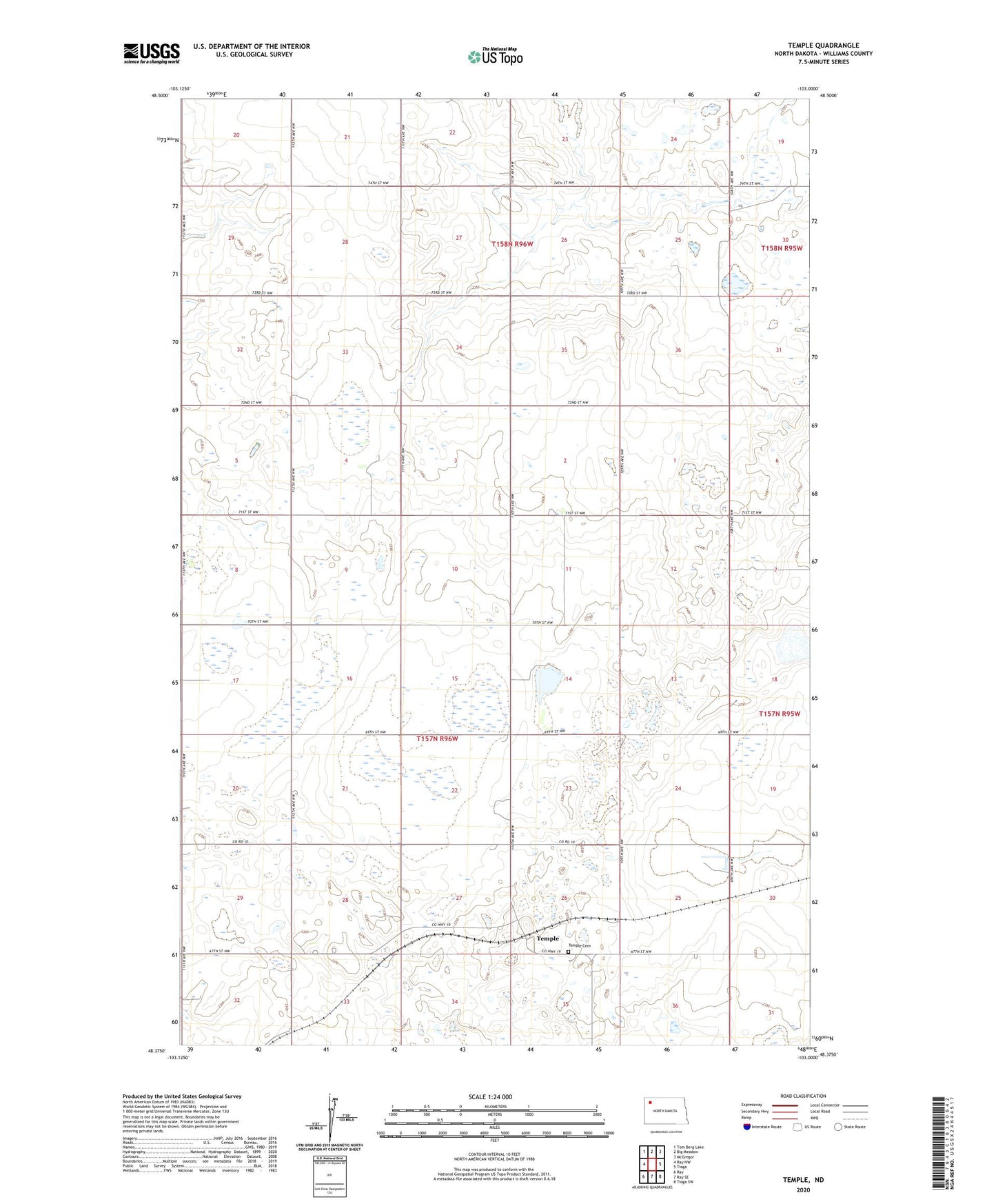 Temple North Dakota US Topo Map Image