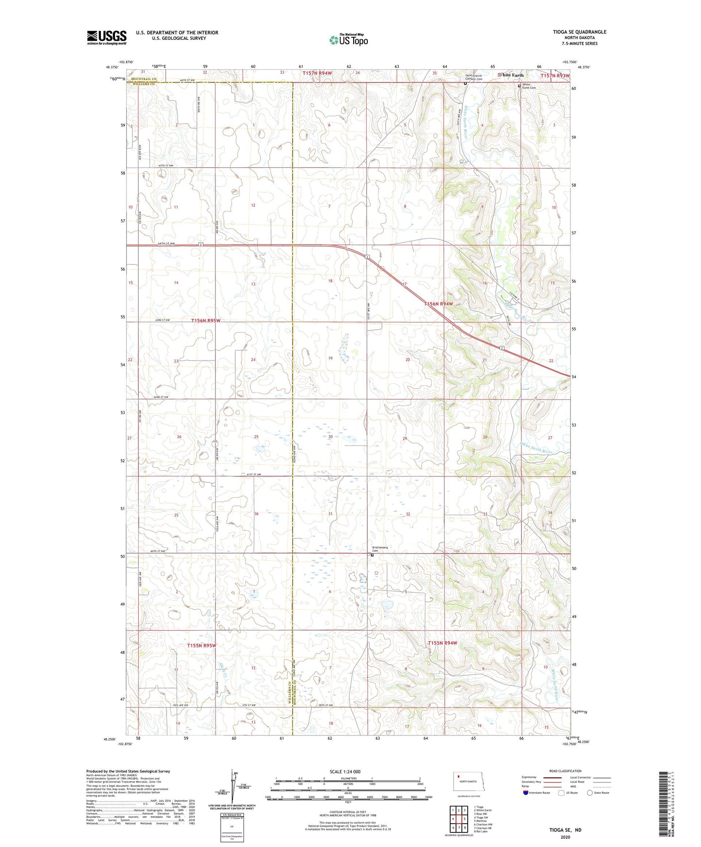 Tioga SE North Dakota US Topo Map Image