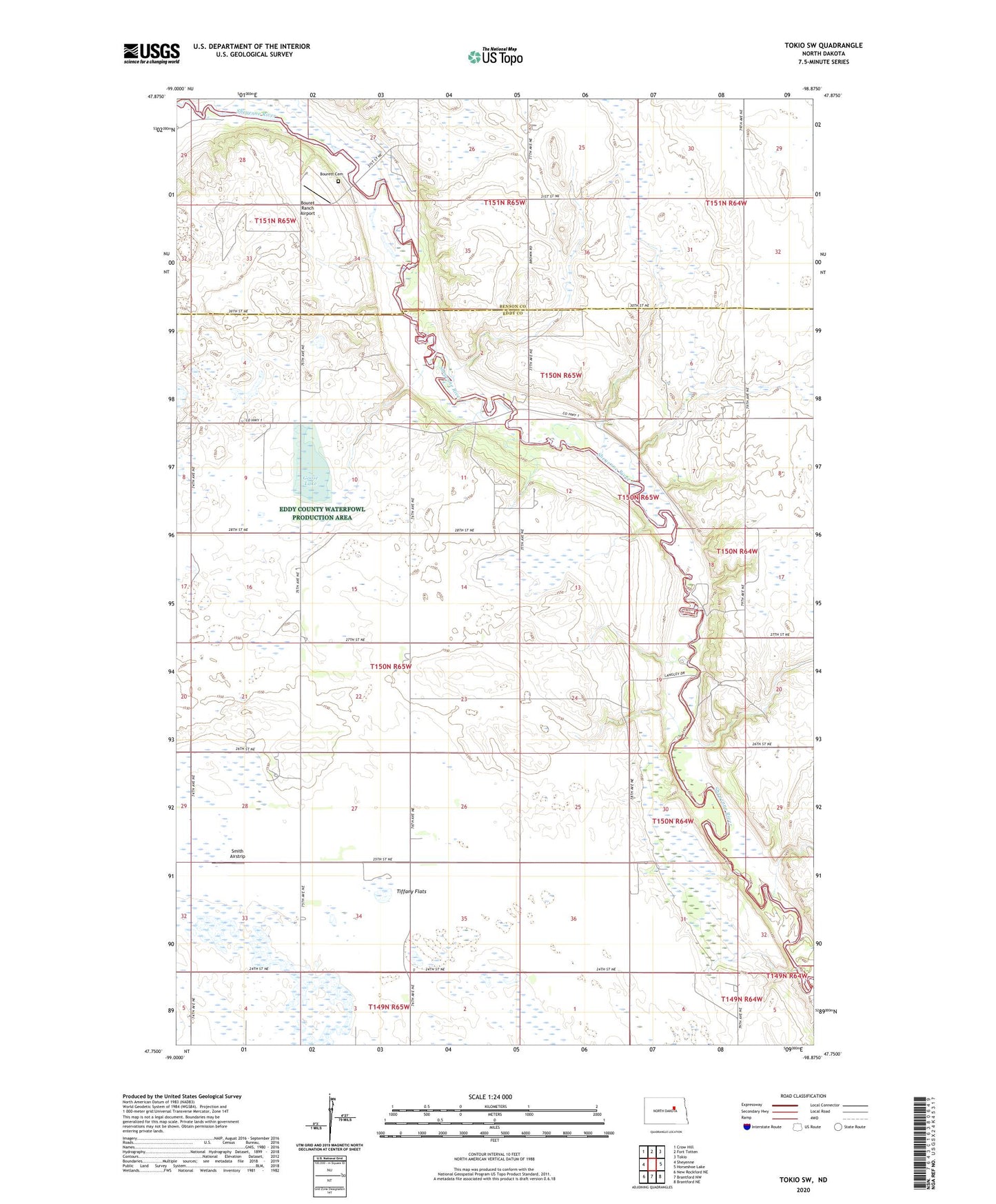 Tokio SW North Dakota US Topo Map Image