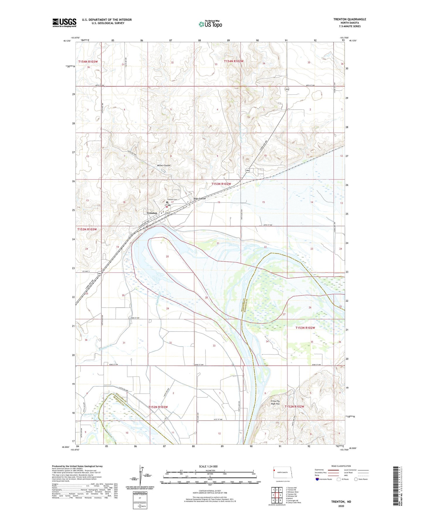 Trenton North Dakota US Topo Map Image