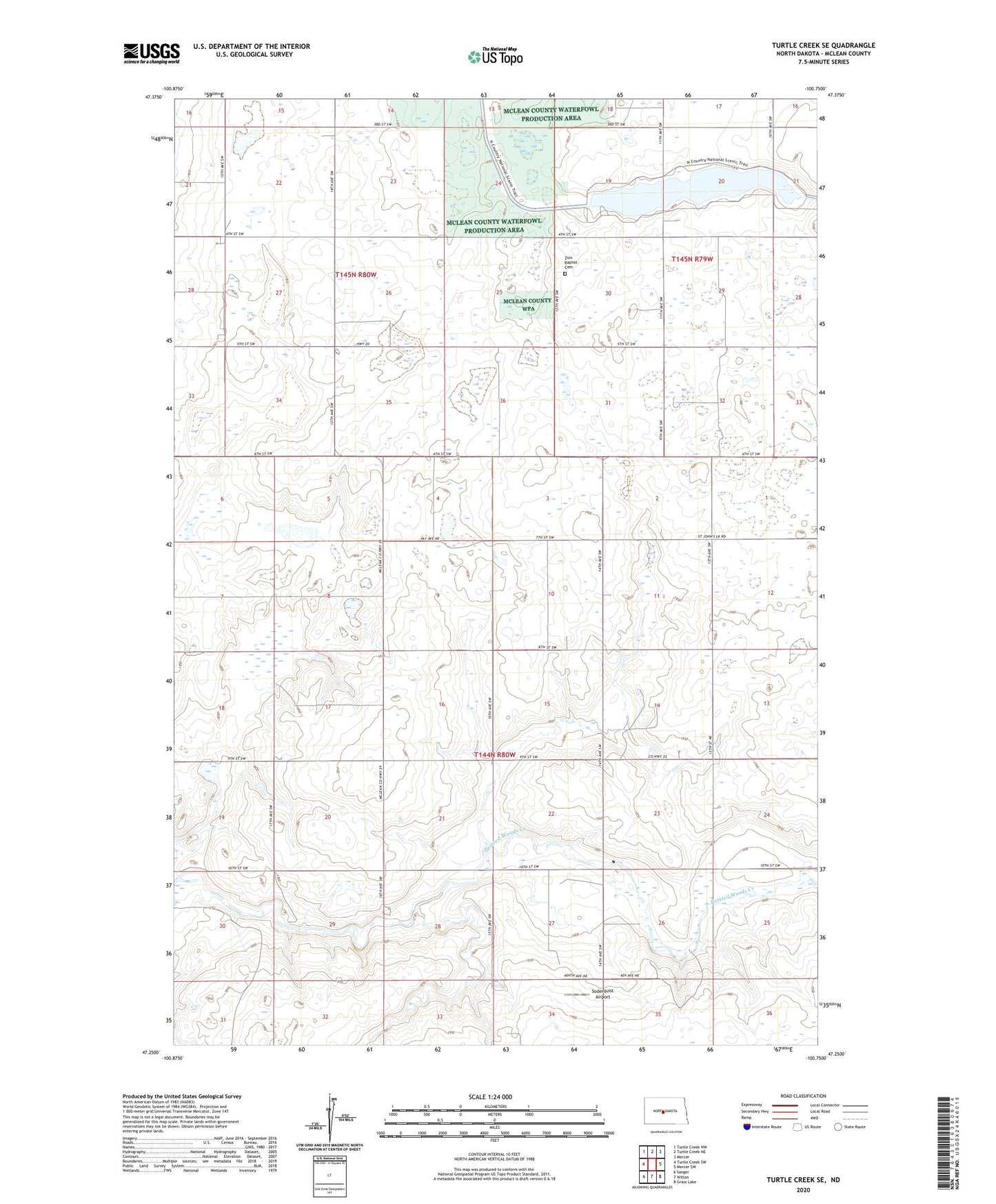 Turtle Creek SE North Dakota US Topo Map Image