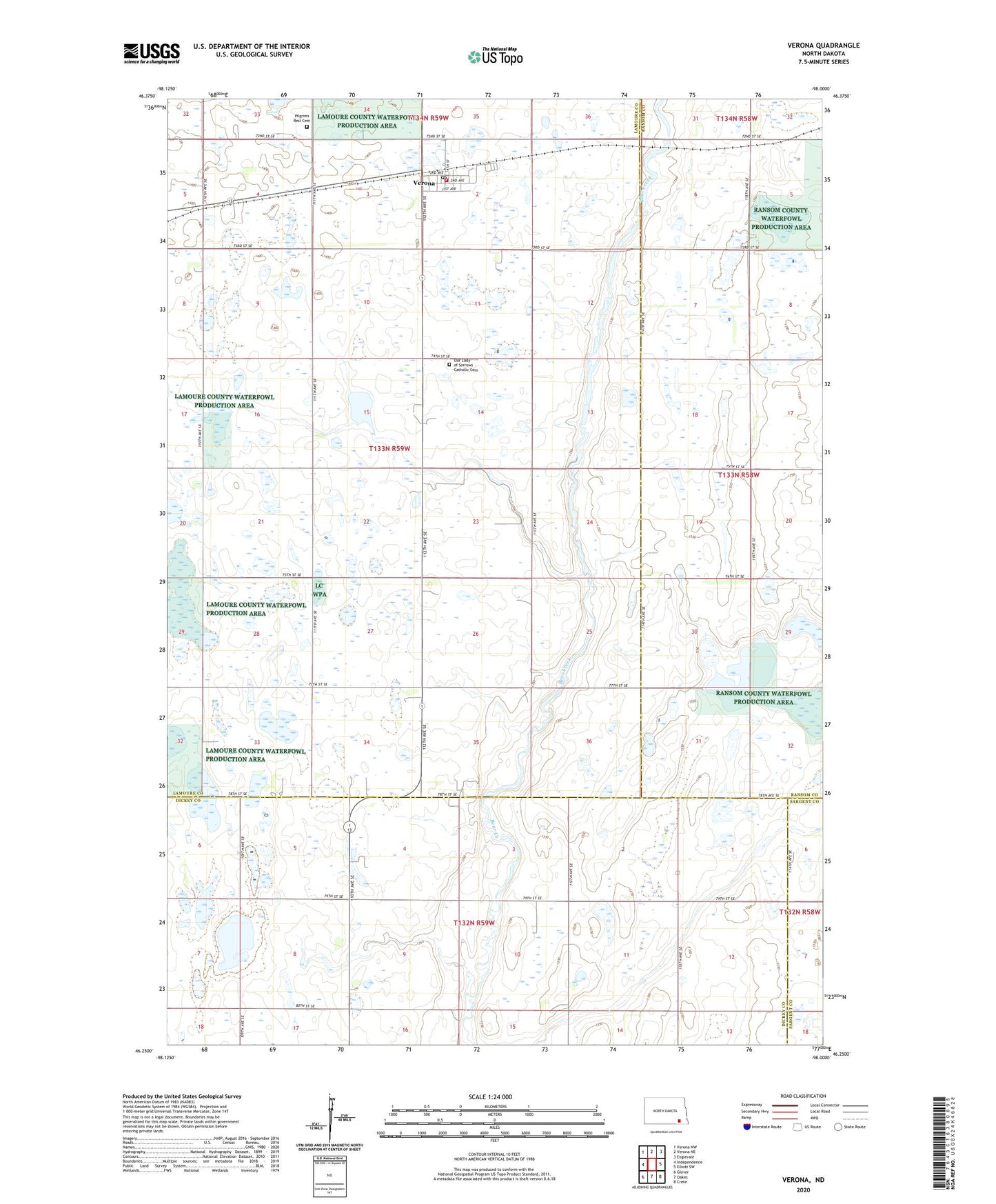 Verona North Dakota US Topo Map Image