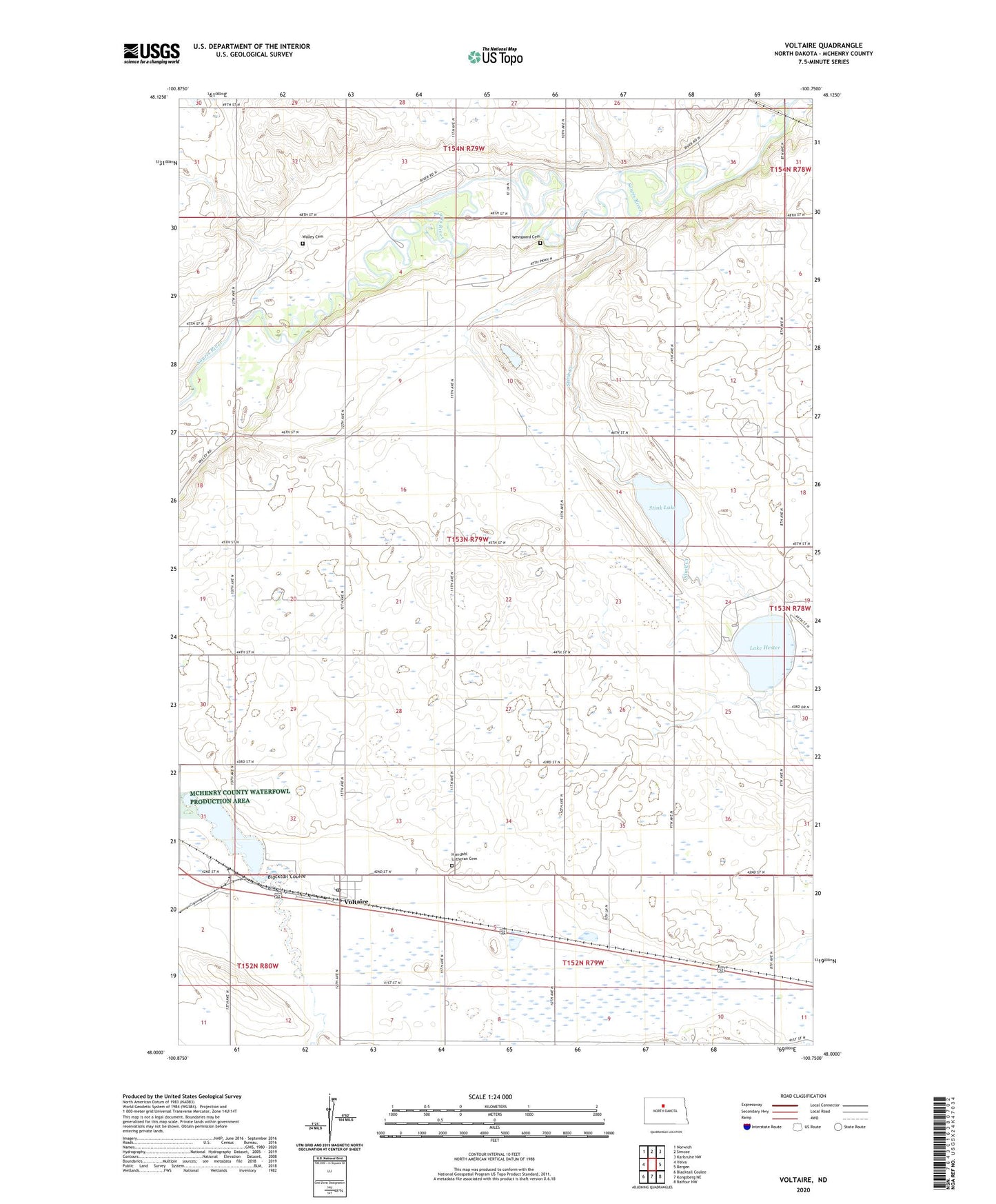 Voltaire North Dakota US Topo Map Image