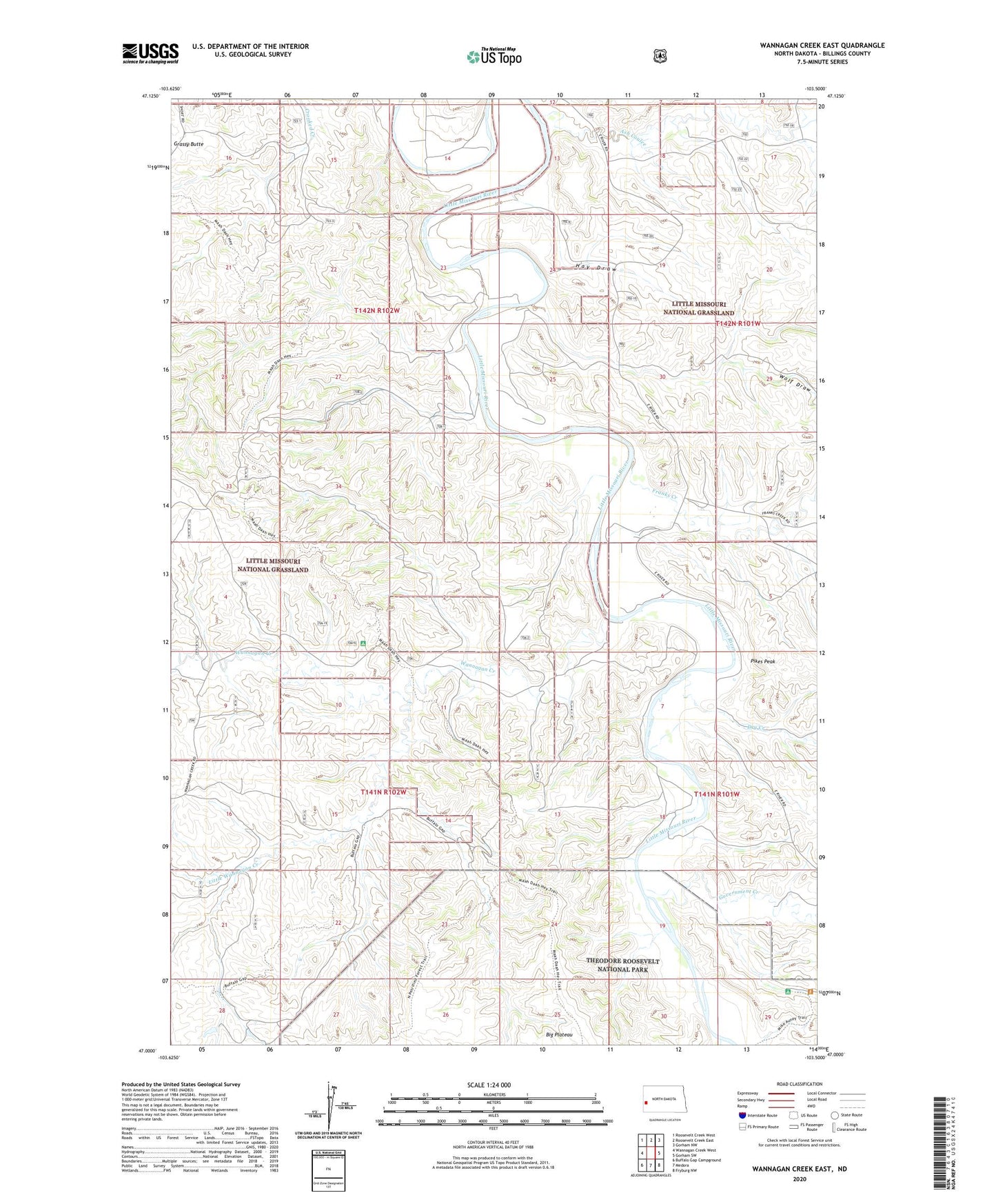 Wannagan Creek East North Dakota US Topo Map Image