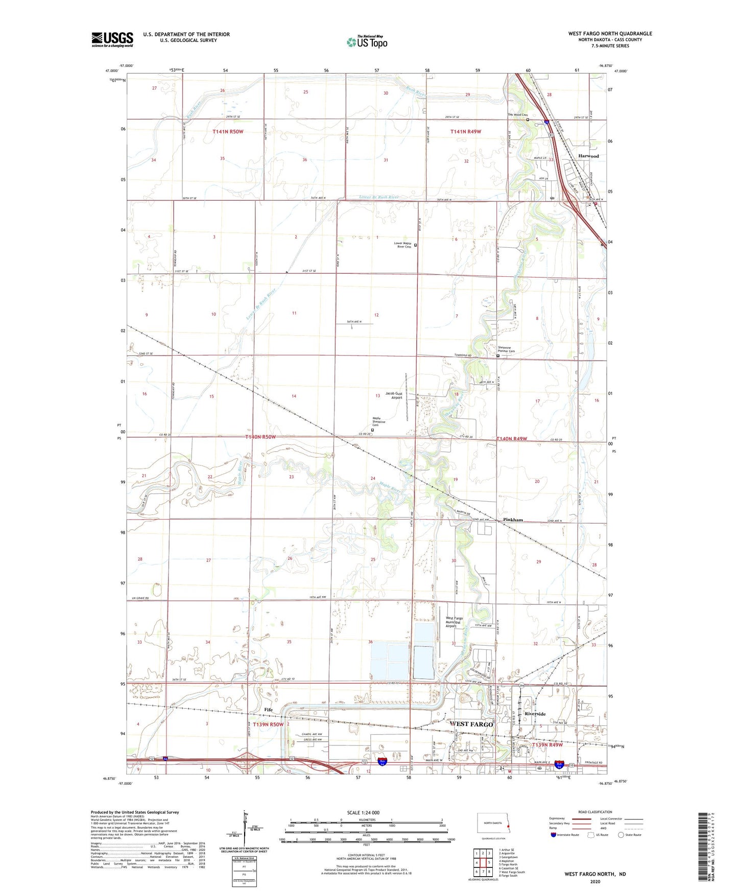 West Fargo North North Dakota US Topo Map Image