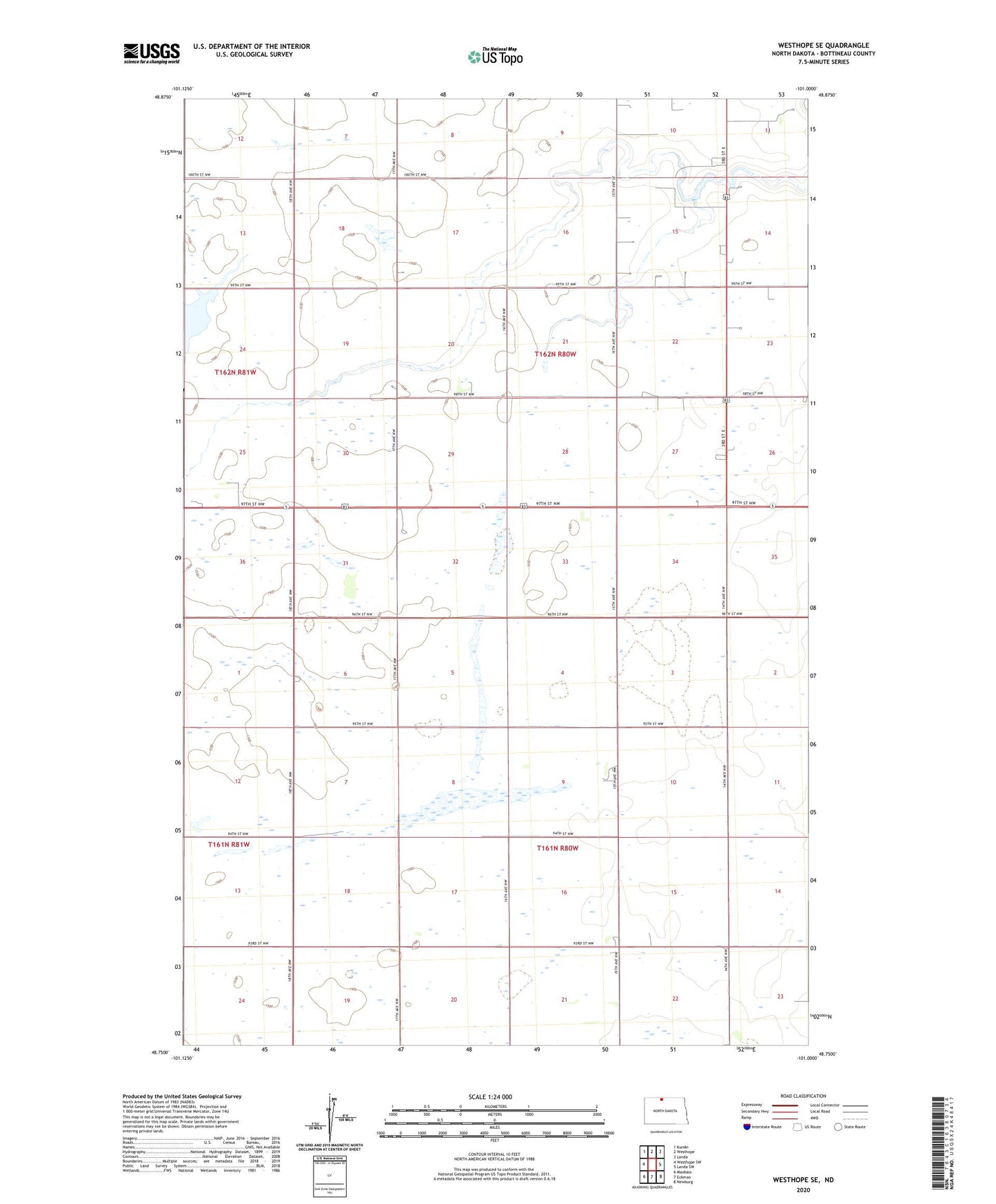 Westhope SE North Dakota US Topo Map Image