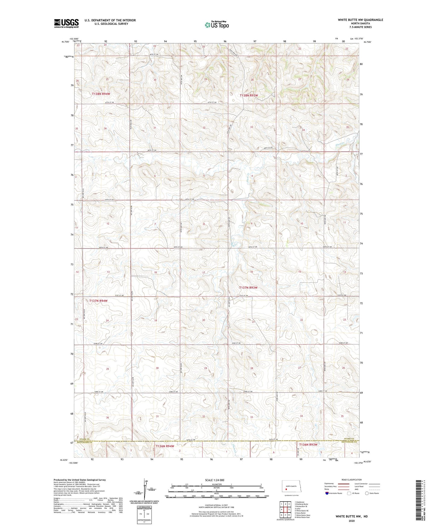 White Butte NW North Dakota US Topo Map Image