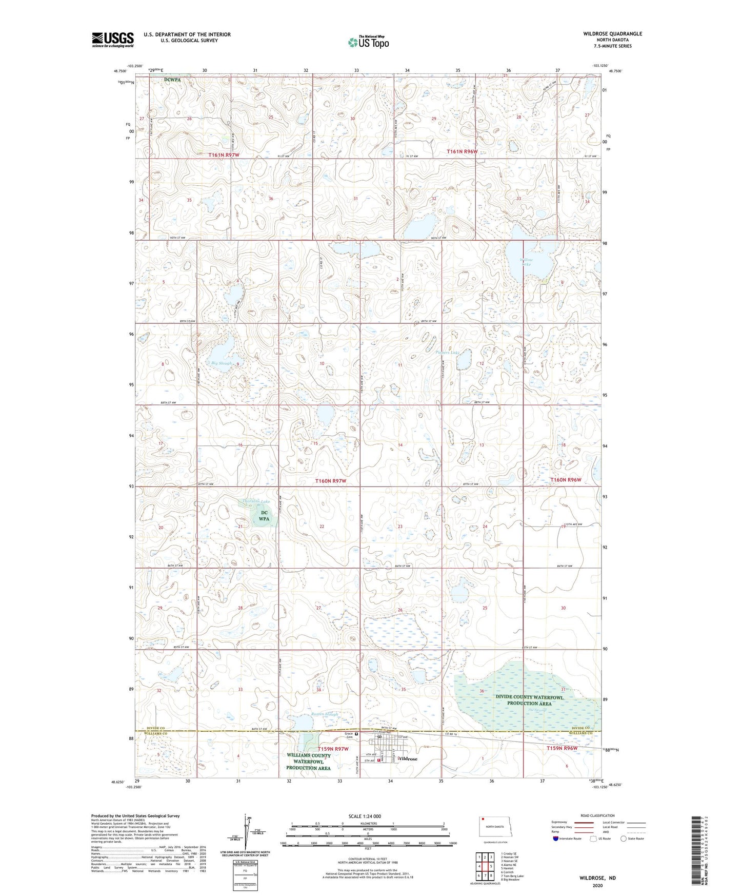Wildrose North Dakota US Topo Map Image
