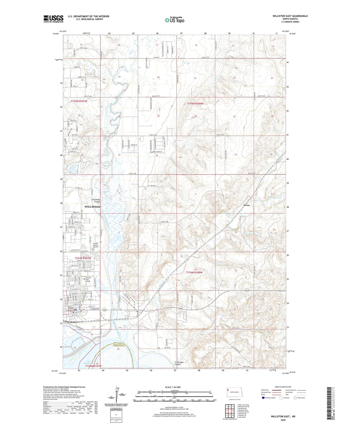 Williston East North Dakota US Topo Map Image