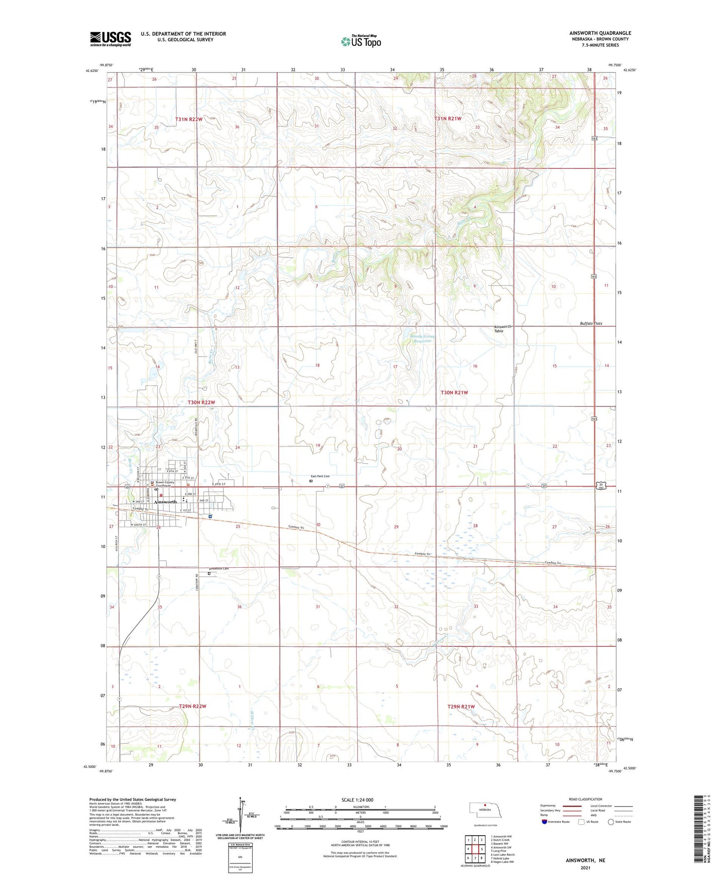 Ainsworth Nebraska US Topo Map Image