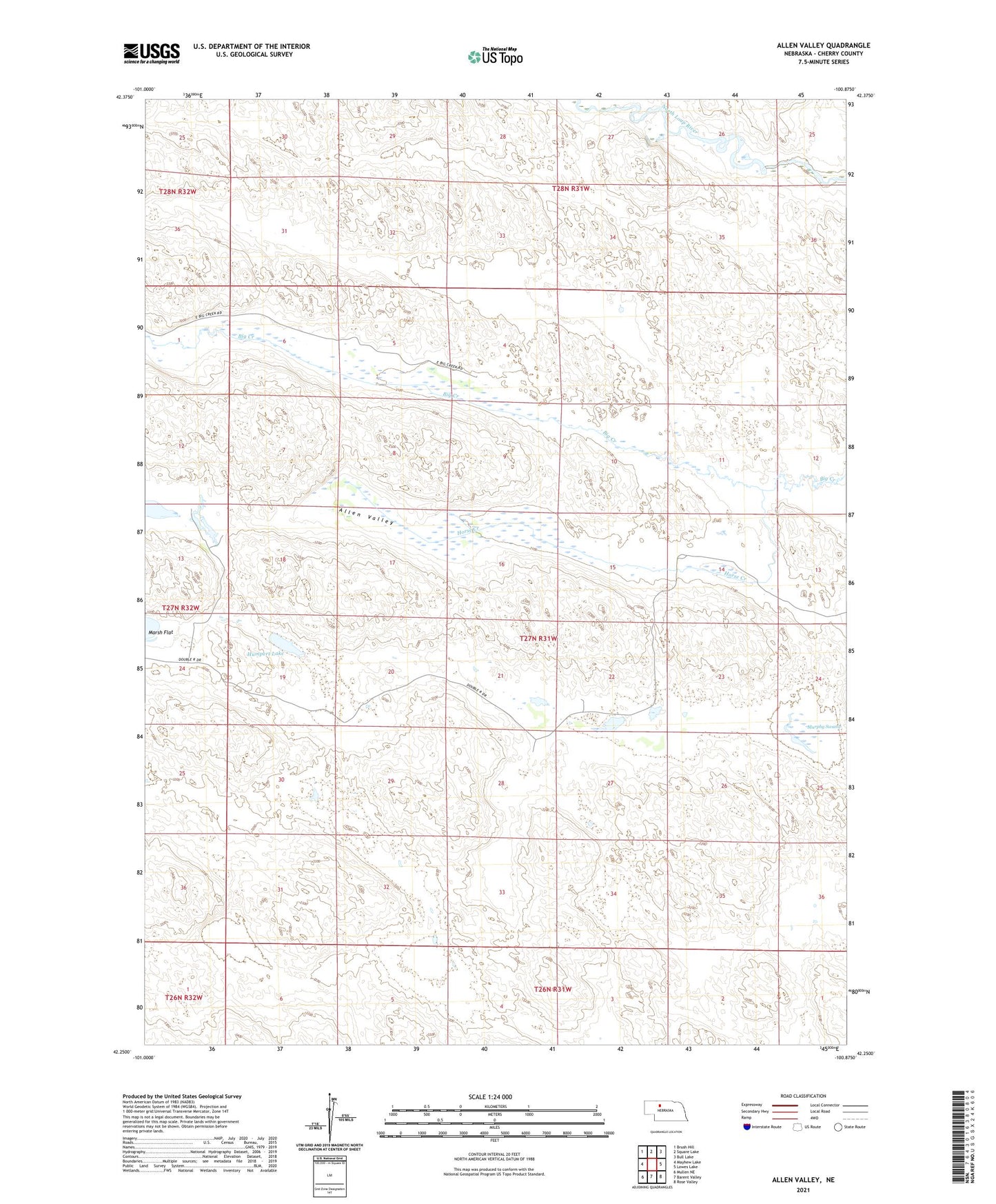 Allen Valley Nebraska US Topo Map Image