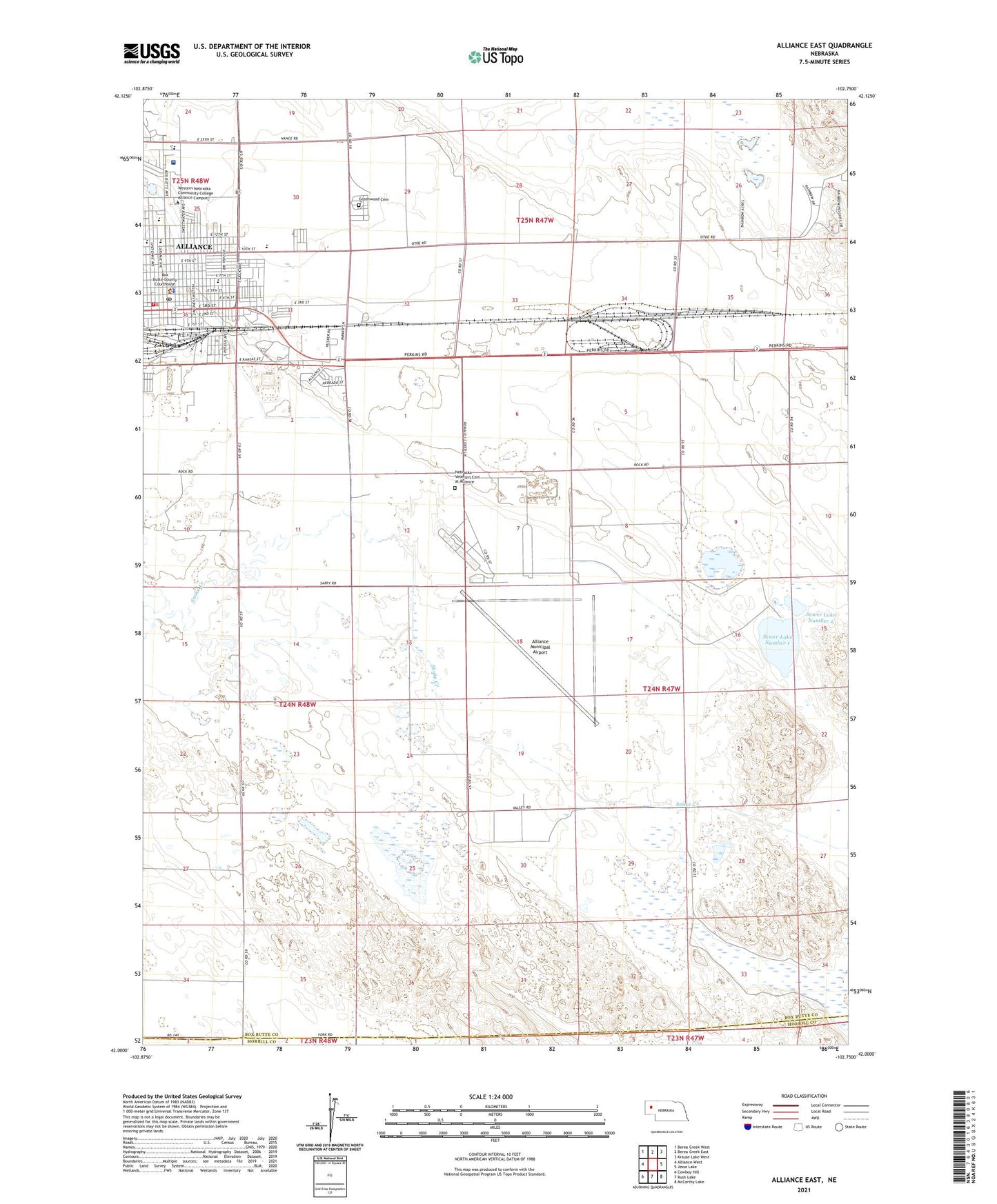 Alliance East Nebraska US Topo Map Image