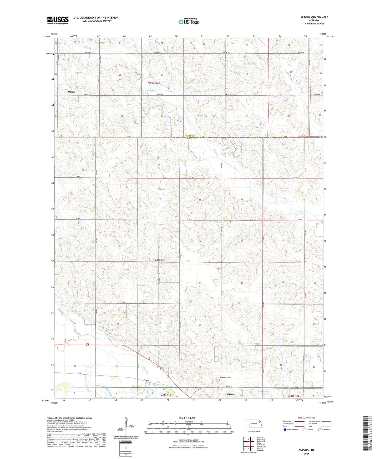 Altona Nebraska US Topo Map Image