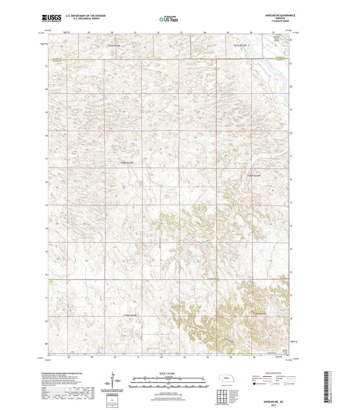 Anselmo NE Nebraska US Topo Map Image