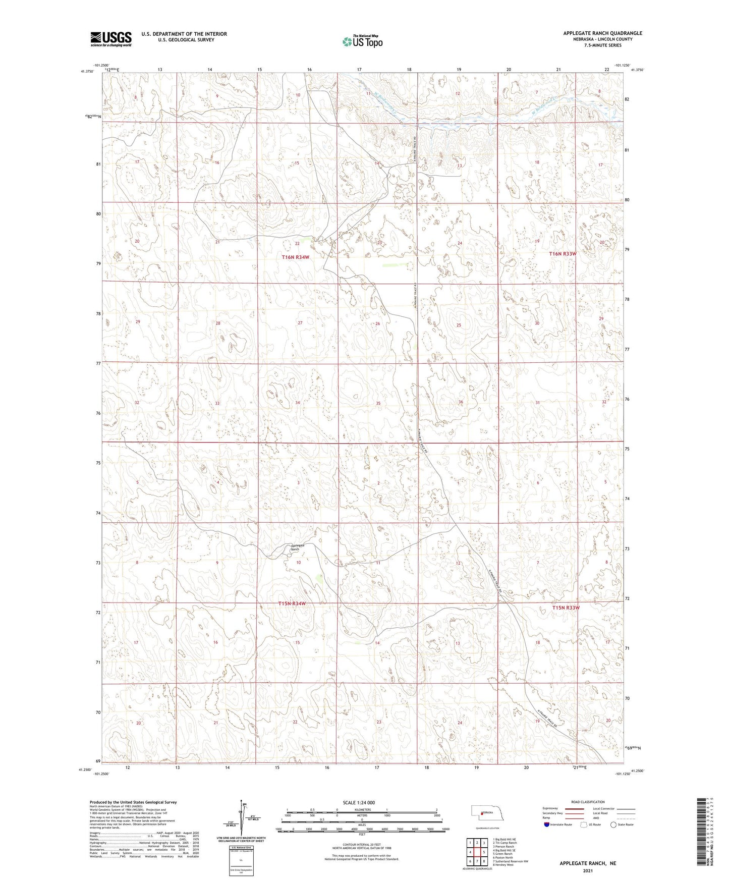 Applegate Ranch Nebraska US Topo Map Image