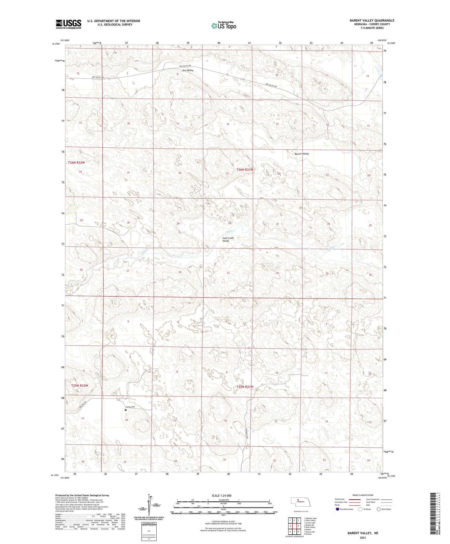 Barent Valley Nebraska US Topo Map Image