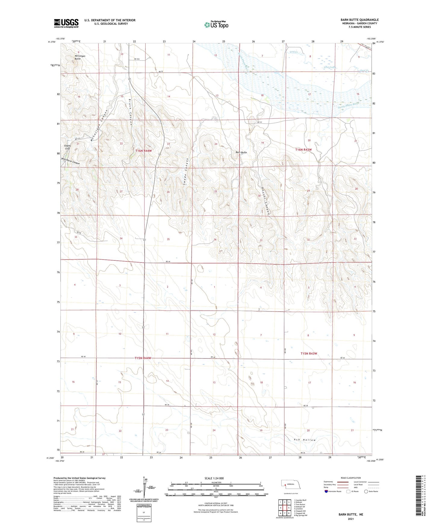 Barn Butte Nebraska US Topo Map Image