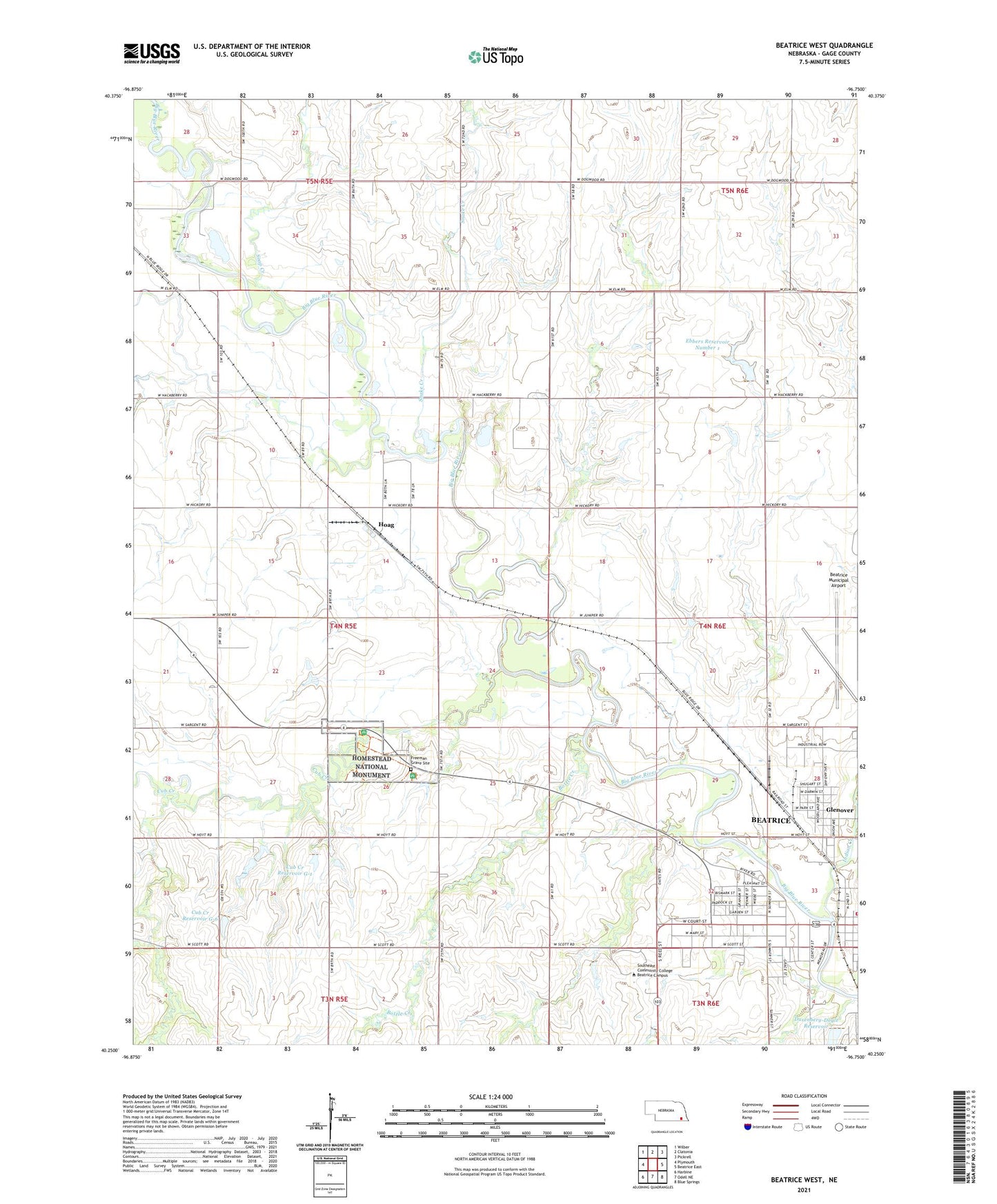 Beatrice West Nebraska US Topo Map Image