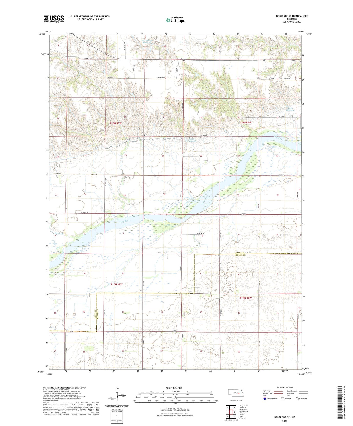 Belgrade SE Nebraska US Topo Map Image