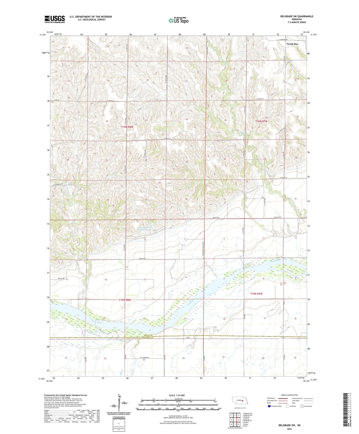 Belgrade SW Nebraska US Topo Map Image