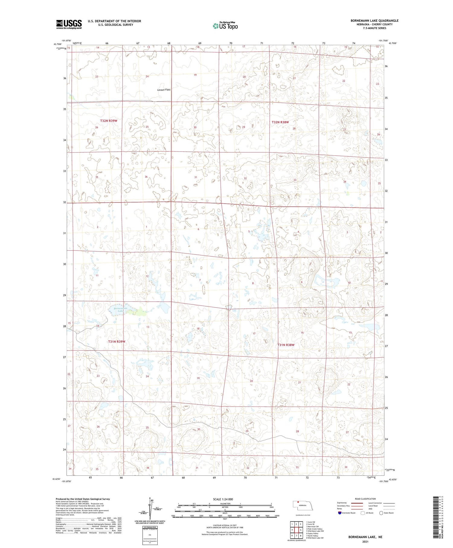 Bornemann Lake Nebraska US Topo Map Image