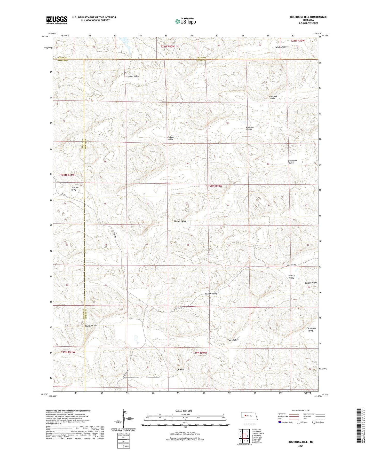 Bourquim Hill Nebraska US Topo Map Image